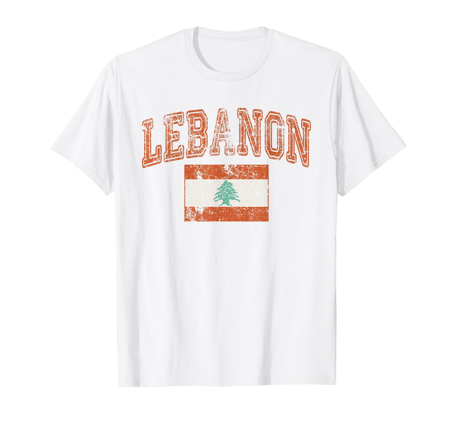Threadrock Vintage Retro Faded Lebanon Flag Lebanese Pride T-Shirt, Small, White