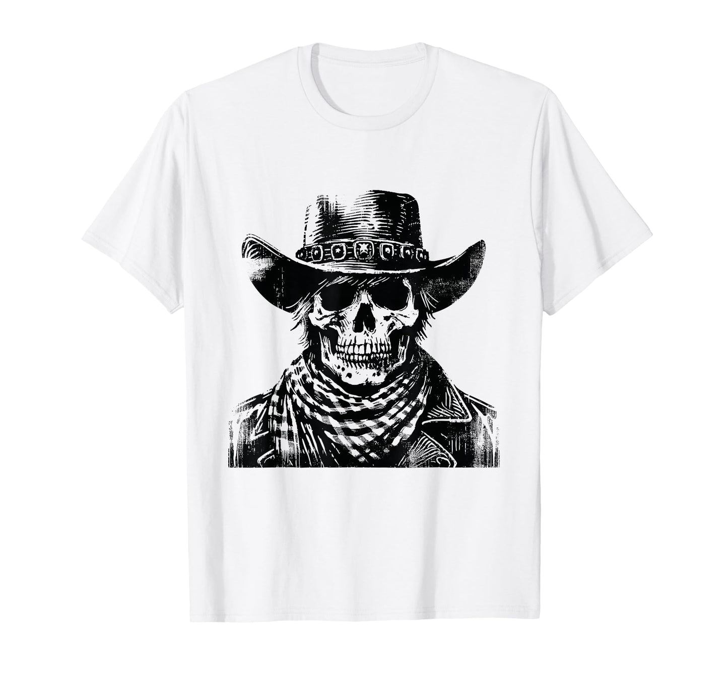 Rustic Skeleton Cowboy Western Gothic Goth Dark Aesthetic T-Shirt