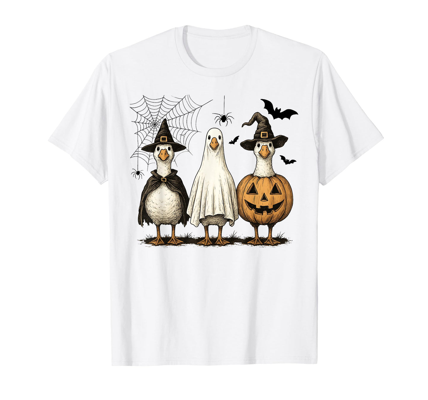 Spooky Goose Halloween Ghost Witch Pumpkin Costume Party T-Shirt