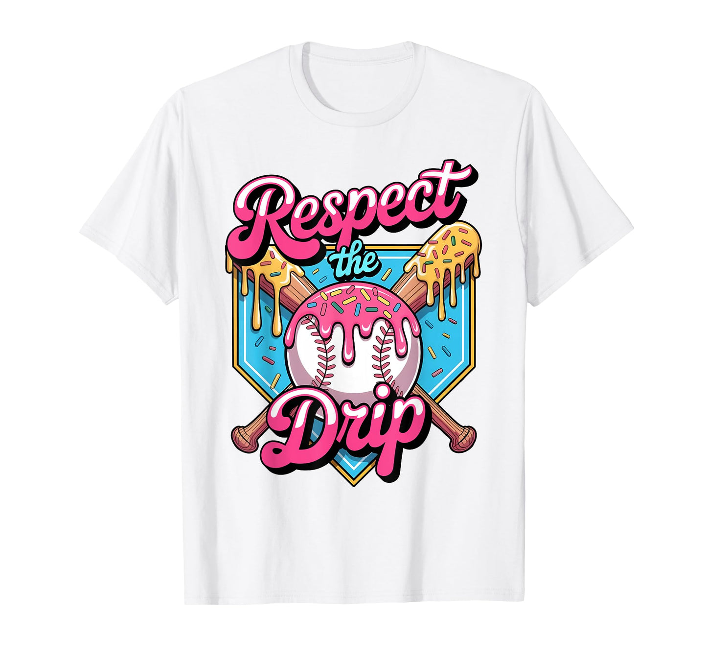 Respect The Drip Baseball Home Plate Ice Cream Dripping T-Shirt