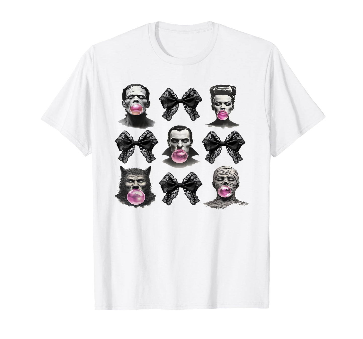 Frankenstein Monster Werewolf Vampire Blowing Bubble Gum T-Shirt