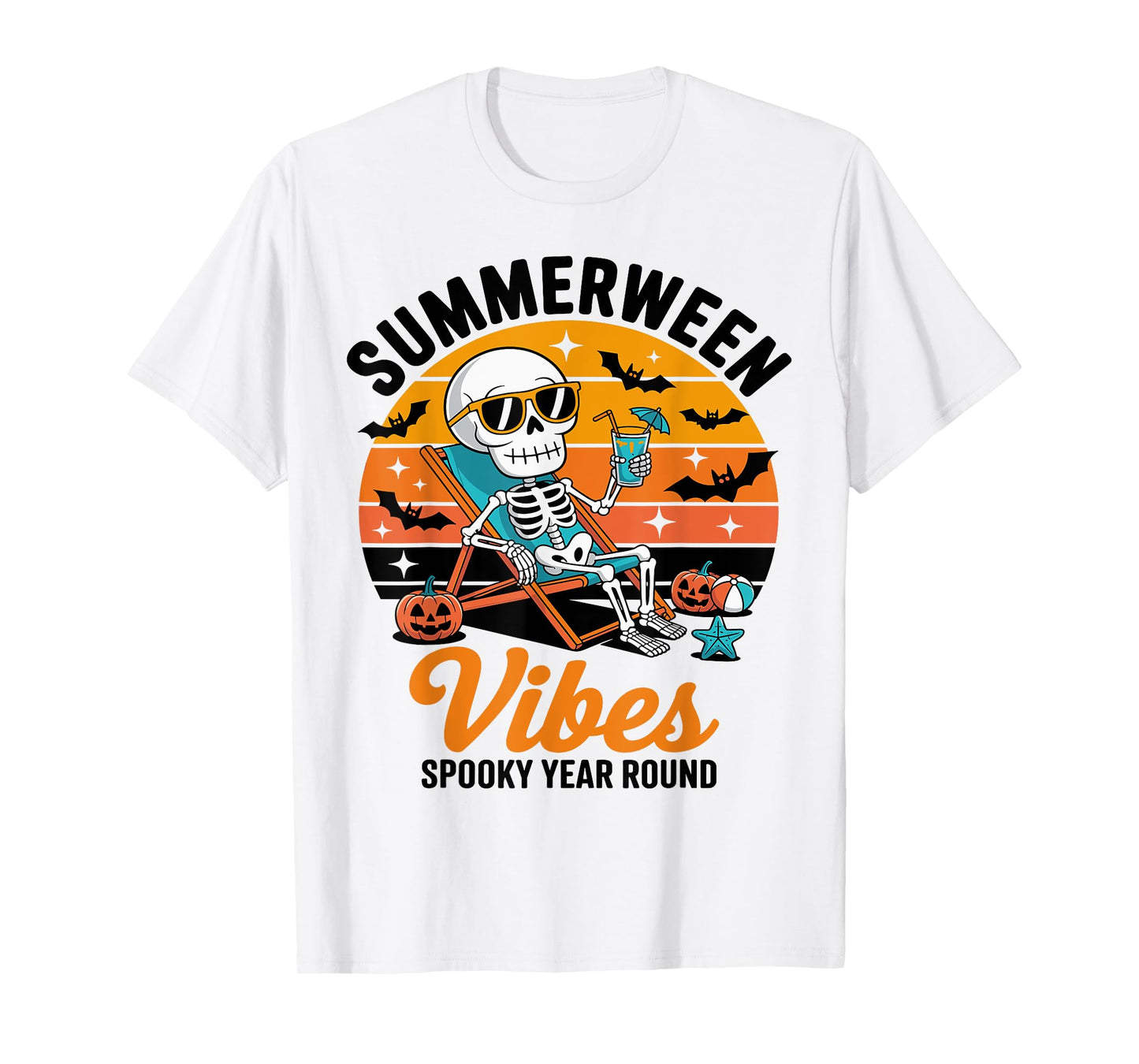 Summerween Spooky Summer summerween party Halloween Skeleton T-Shirt