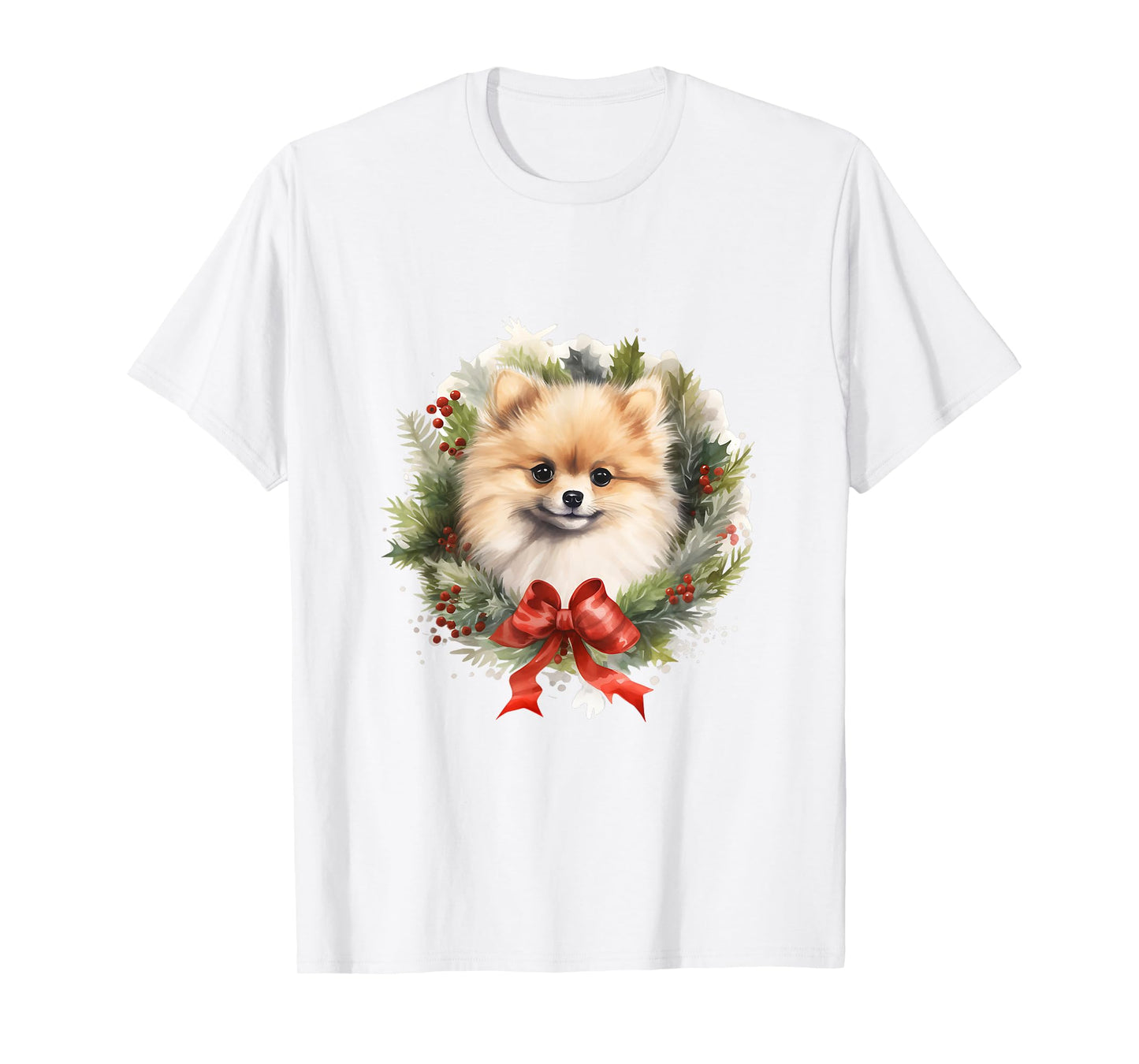 Pomeranian Christmas Wreath Decoration Xmas Pajamas T-Shirt