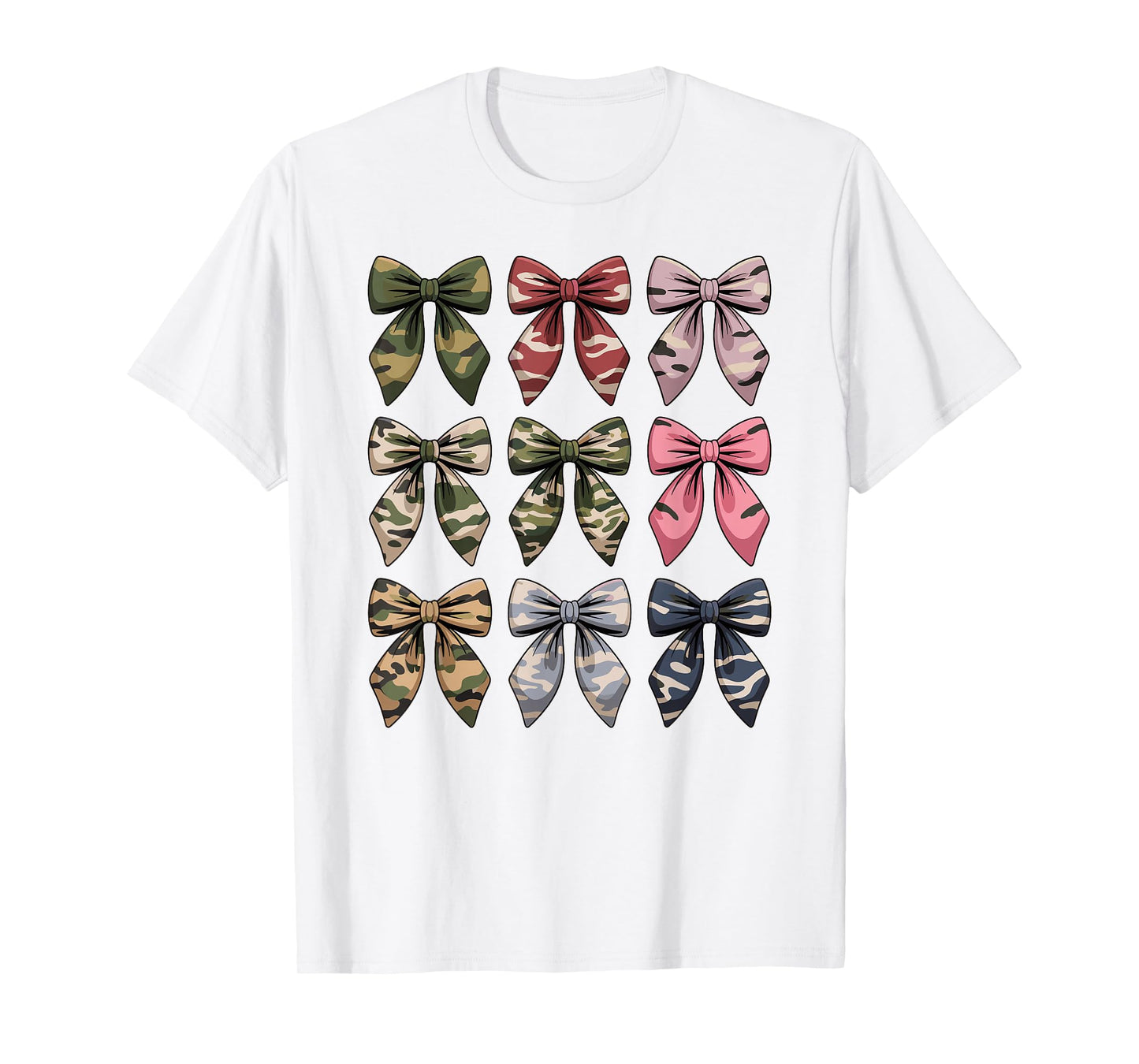 Camouflage Old Camo Bow Cute Country Hunting Women Girl T-Shirt