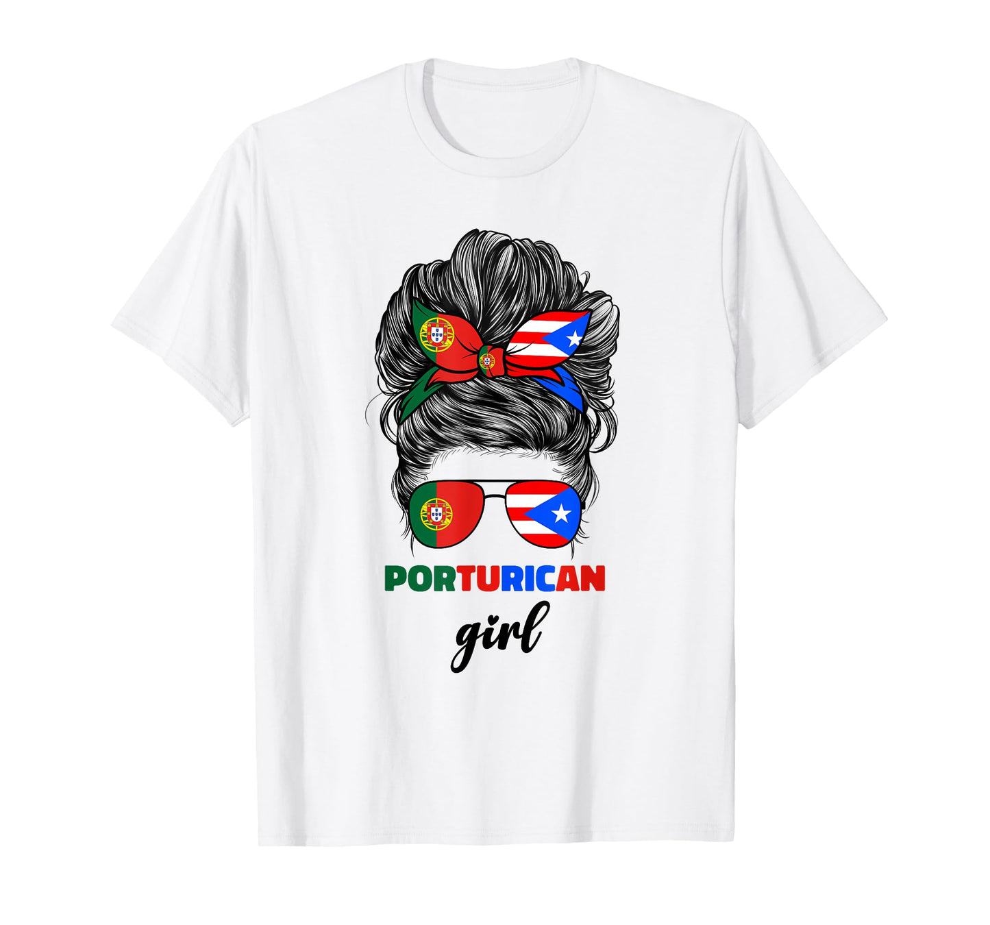 Half Portuguese And Puerto Rican Rico Portugal Flag Girl T-Shirt