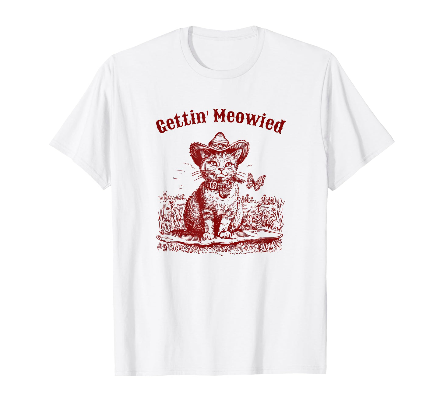 Meowdy Bachelorette Party Cowgirl Cowboy Cat Bridal Squad T-Shirt