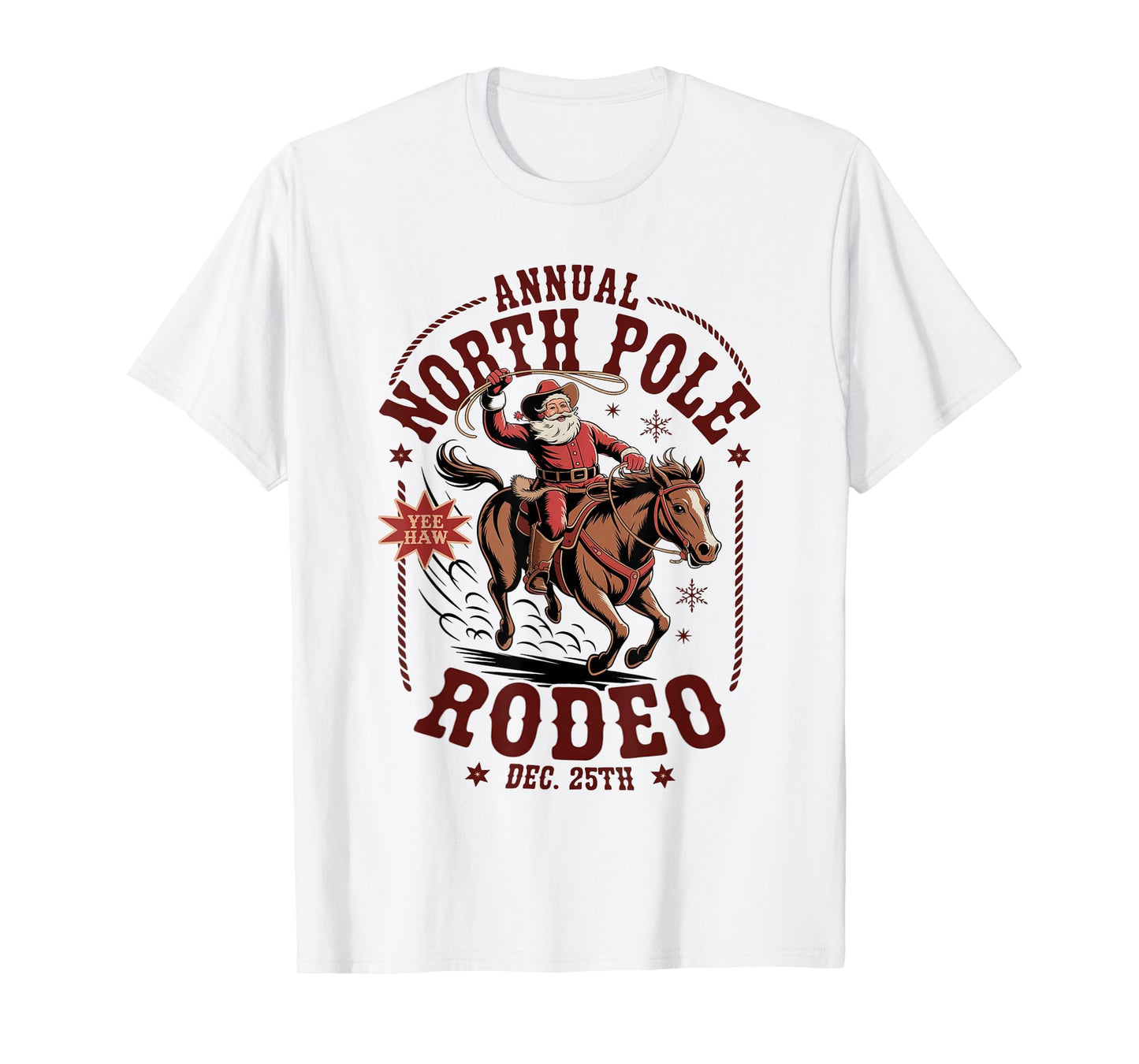 Vintage Annual North Pole Rodeo Santa Cowboy Christmas T-Shirt