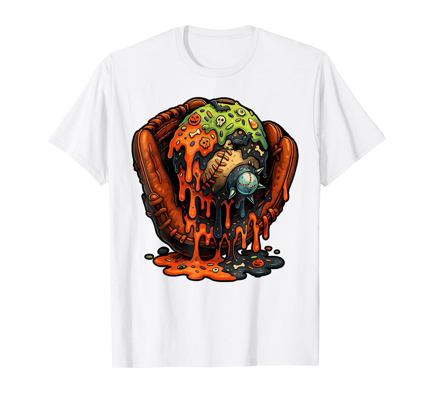 Baseball Glove Halloween Ice Cream Drip Men Boys Kids T-Shirt