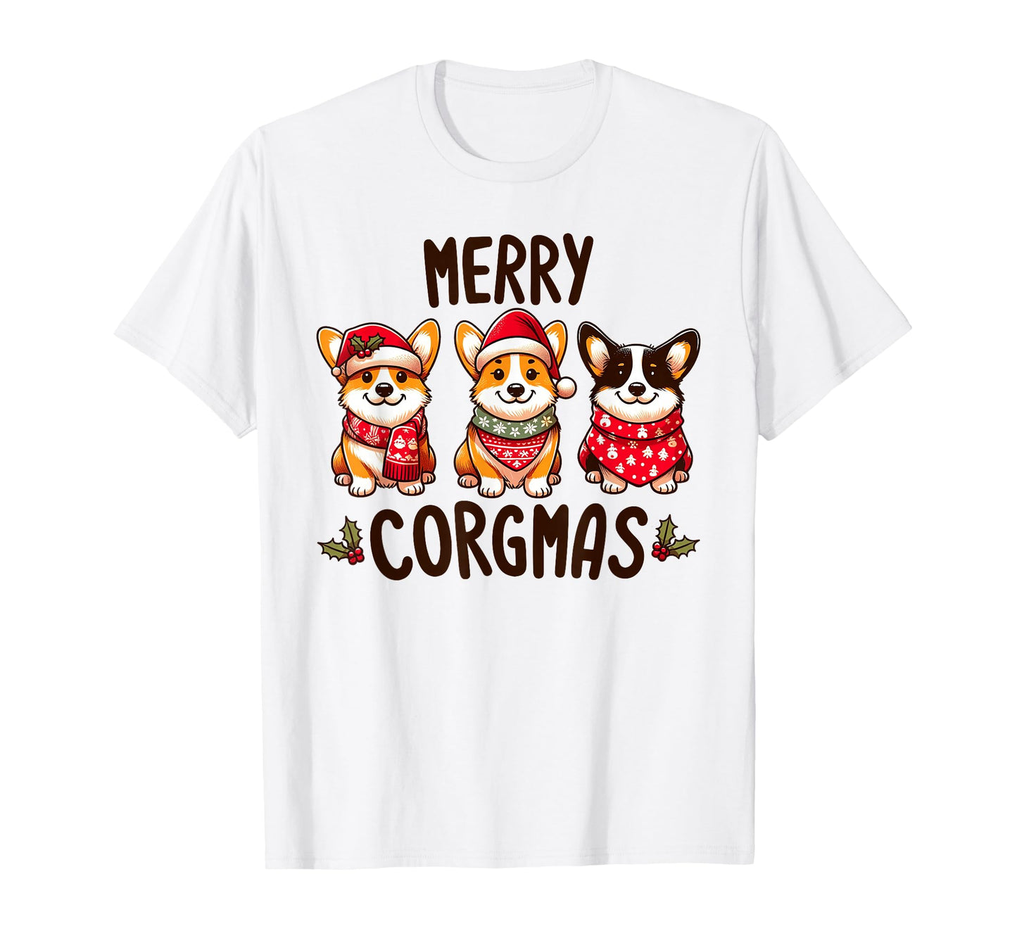 Merry Corgmas Santa Hat Christmas Corgi Dog Mom Dad Owner T-Shirt