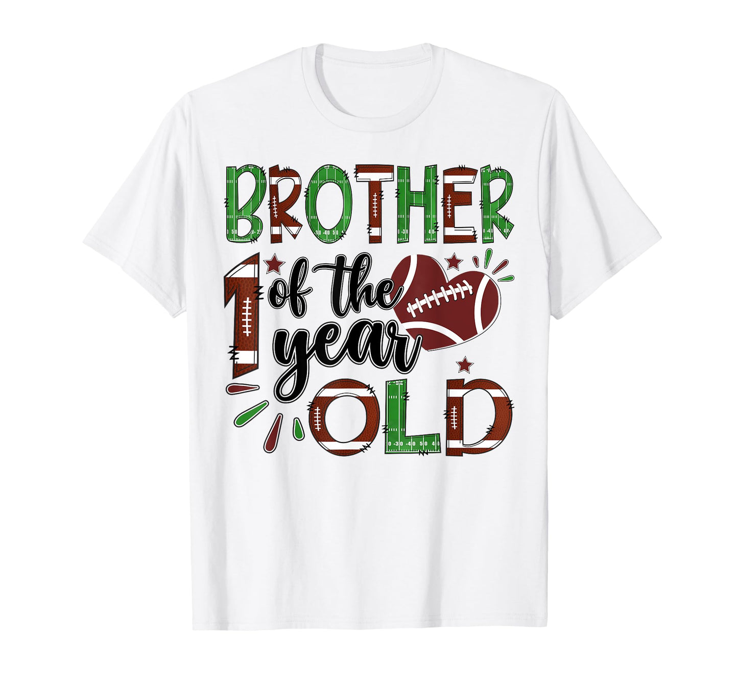 Brother Of The 1 Year Old Football 1St Year Down Birthday T-Shirt