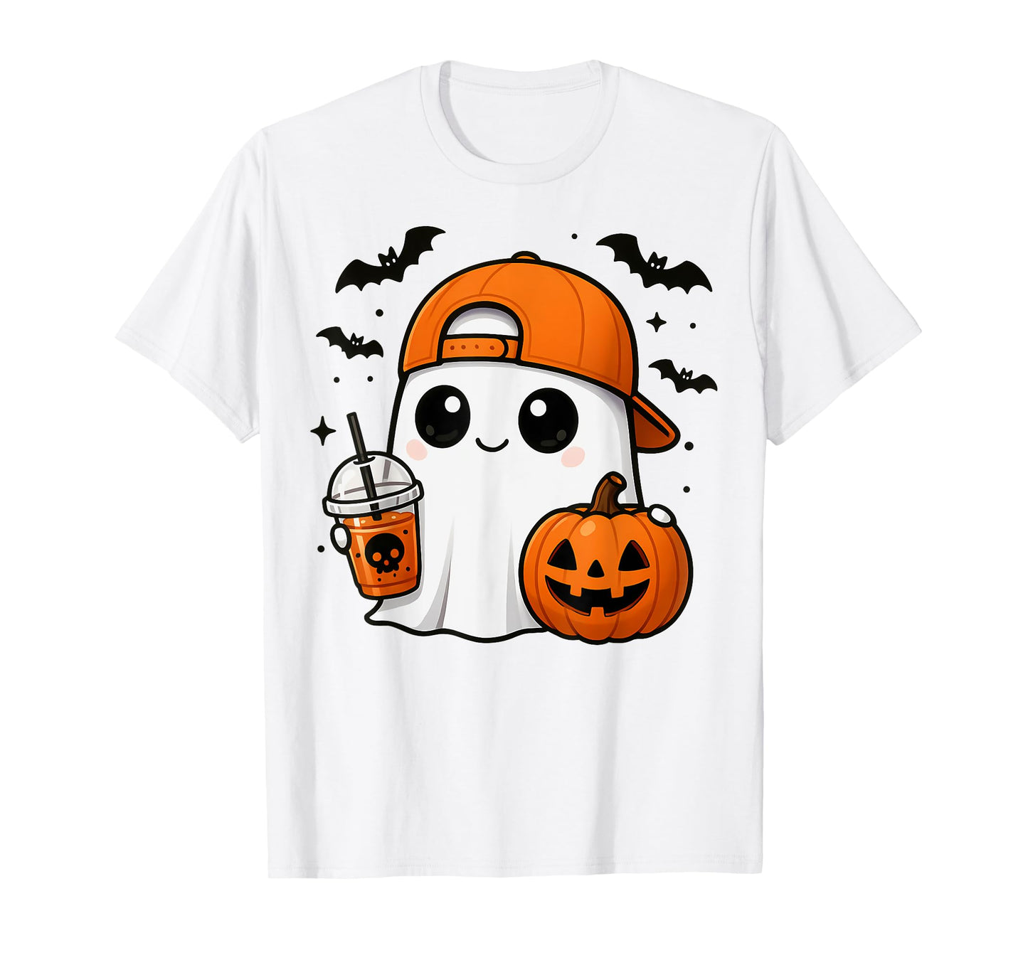 Halloween Cute Ghost Drink Pumpkin Men Women Boy Girl T-Shirt