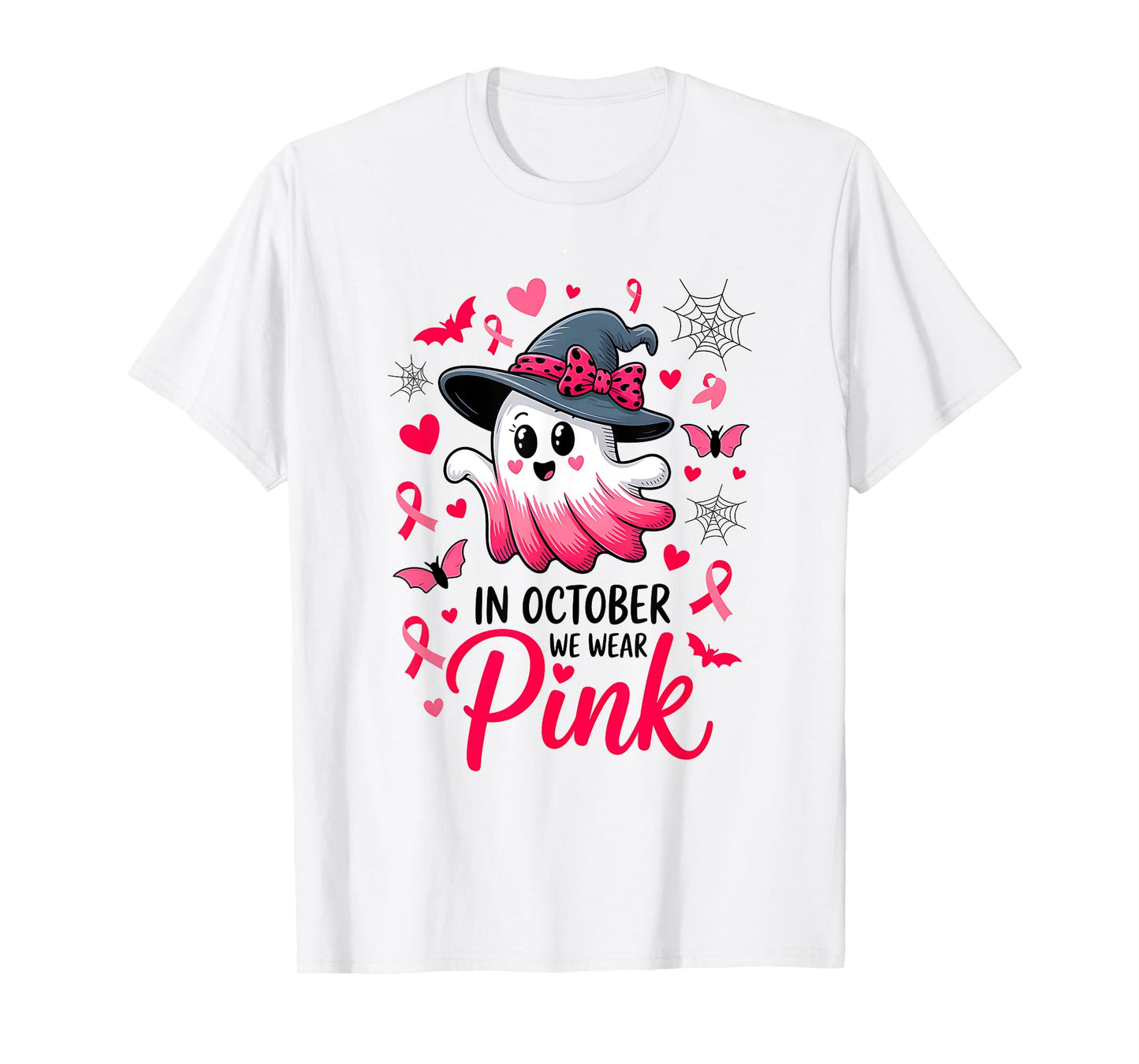 In October We Wear Pink Breast Cancer Awareness Halloween T-Shirt