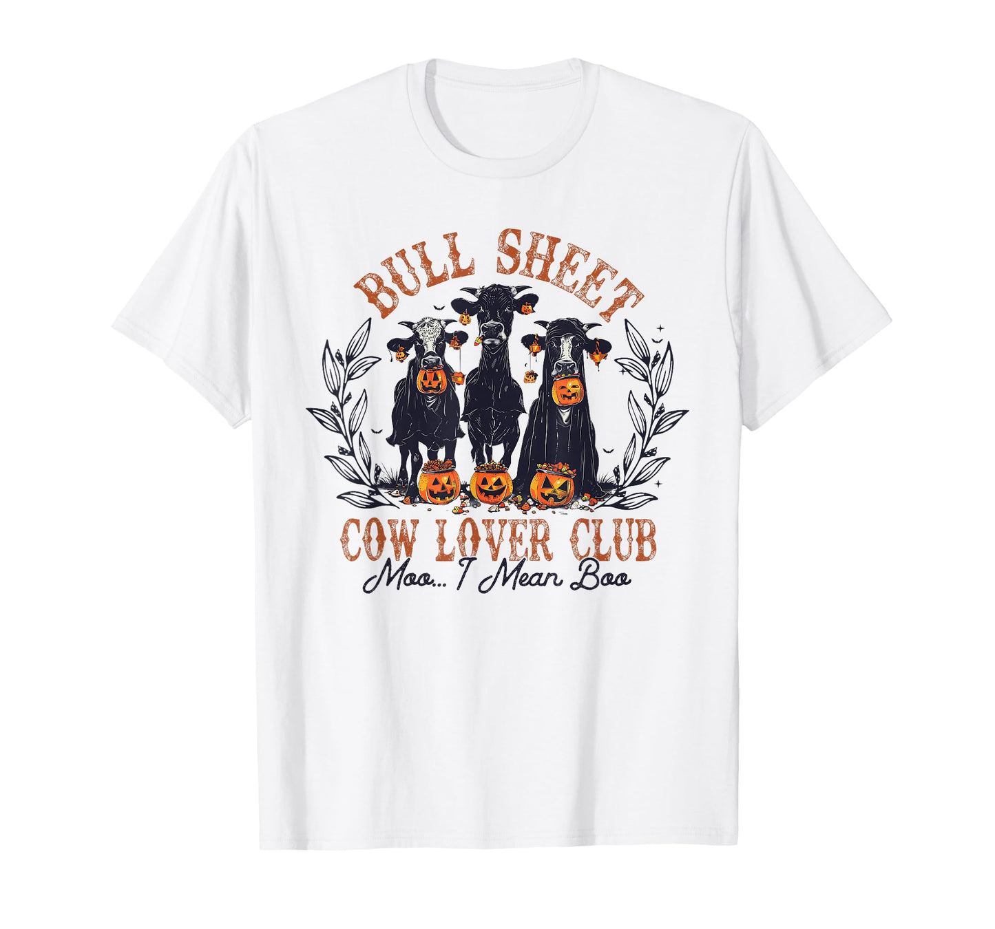Funny Retro Bull Sheet Cow Lover Club Pumpkins Halloween T-Shirt