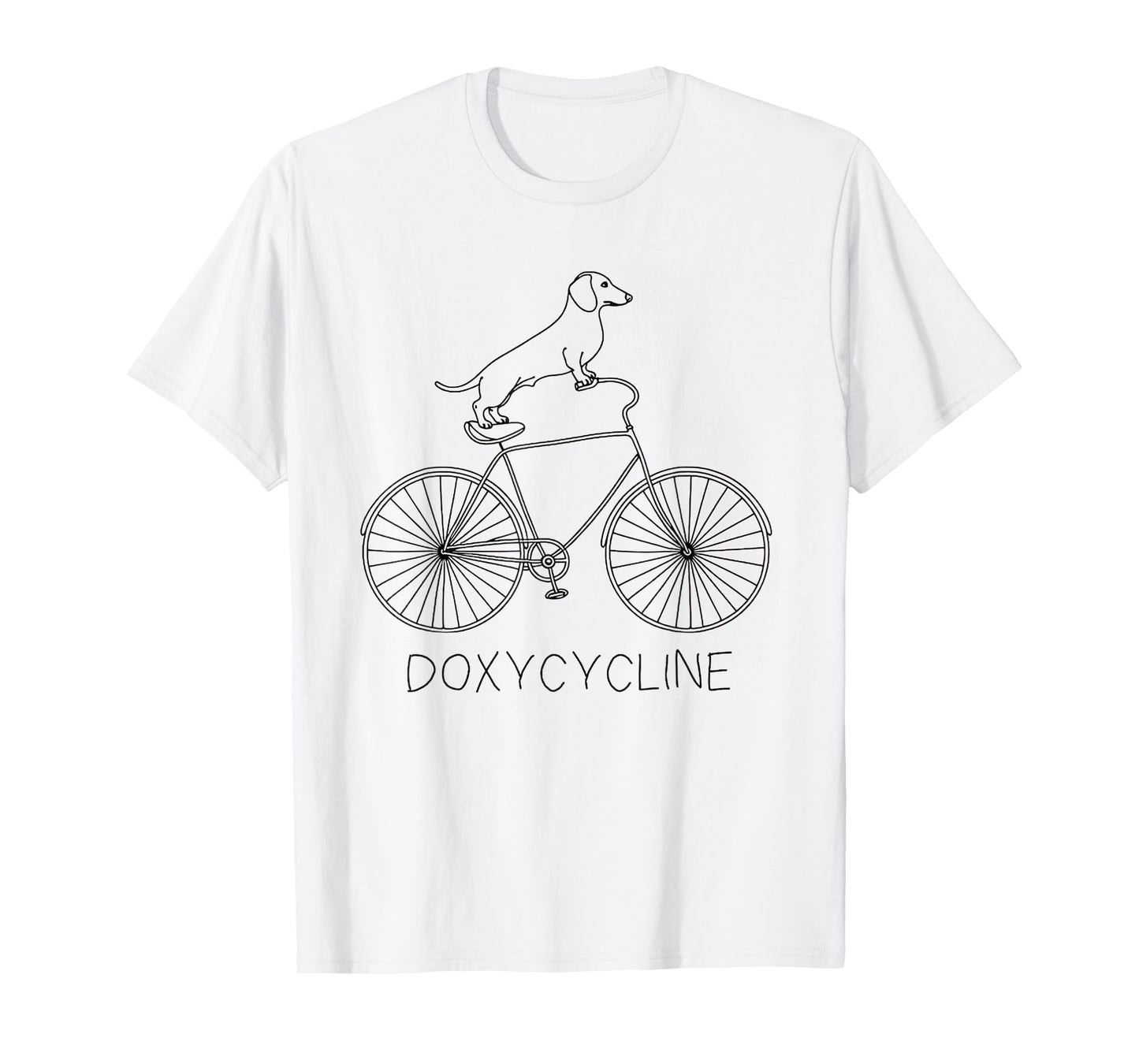 Doxycycline Pharmacy Pun Dachshund on Bicycle Veterinary T-Shirt