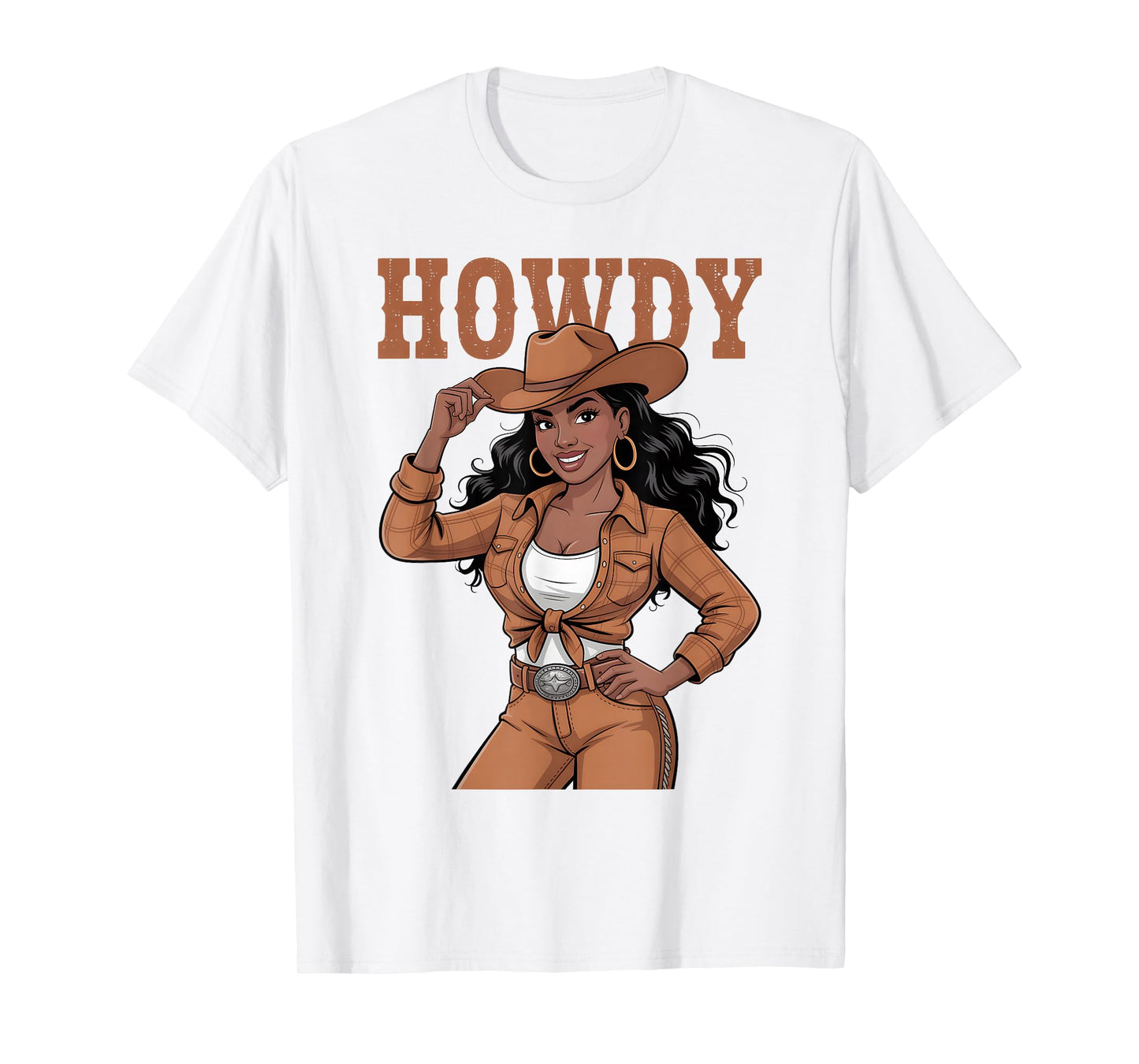African Melanin Western Country Rodeo Black Cowgirl Howdy T-Shirt