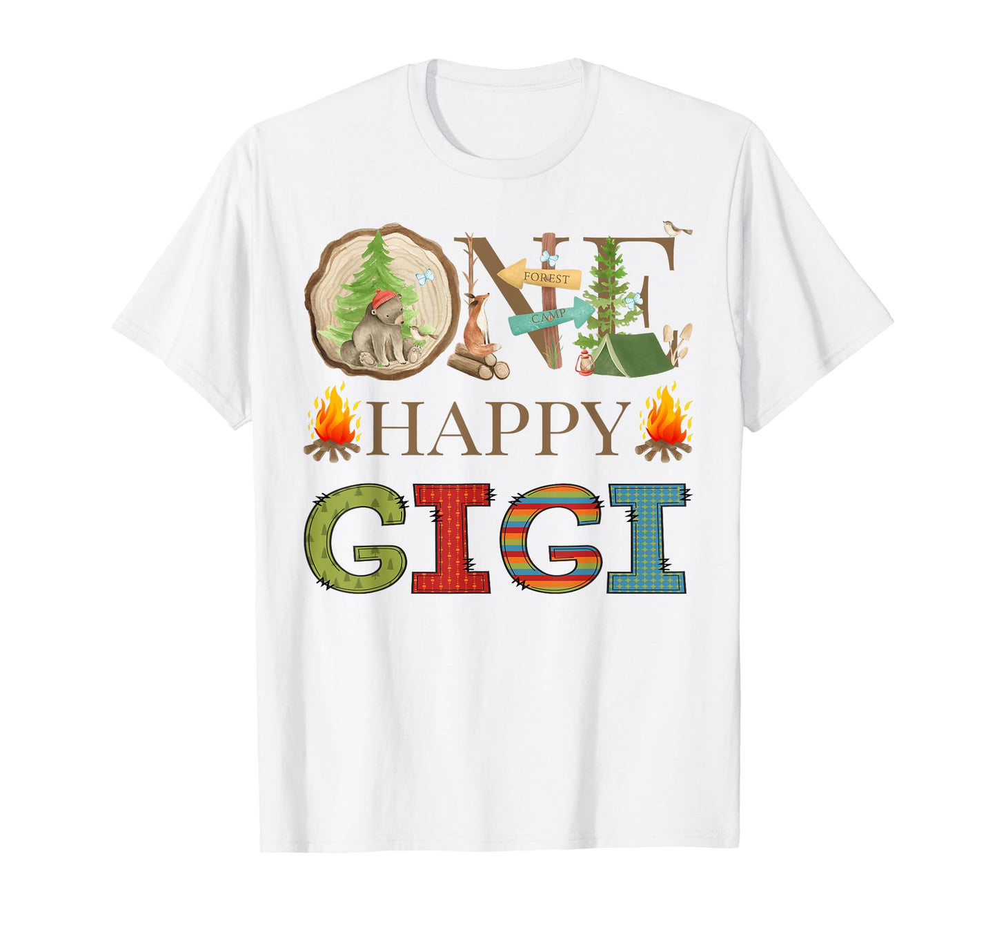One Happy Gigi Camper First Birthday Camping Bear T-Shirt