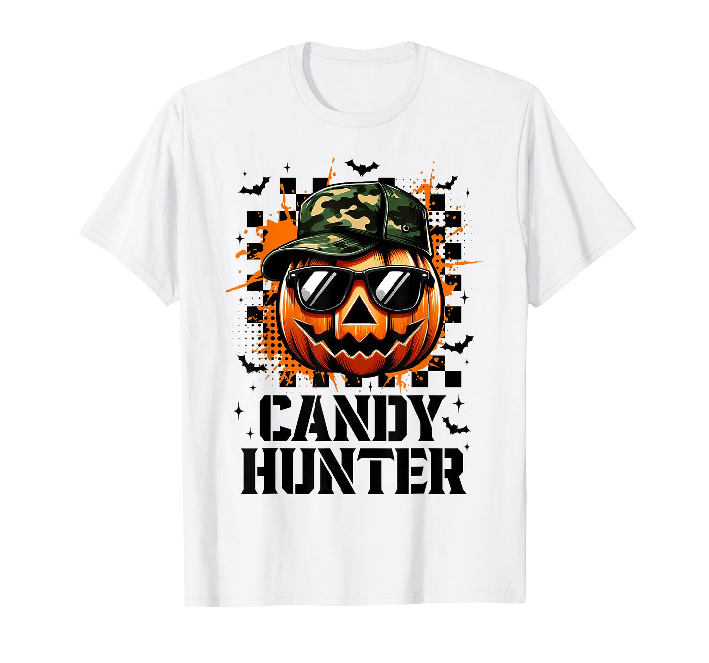 Funny Candy Hunter Camo Jack-O'-Lantern Pumpkin Halloween T-Shirt