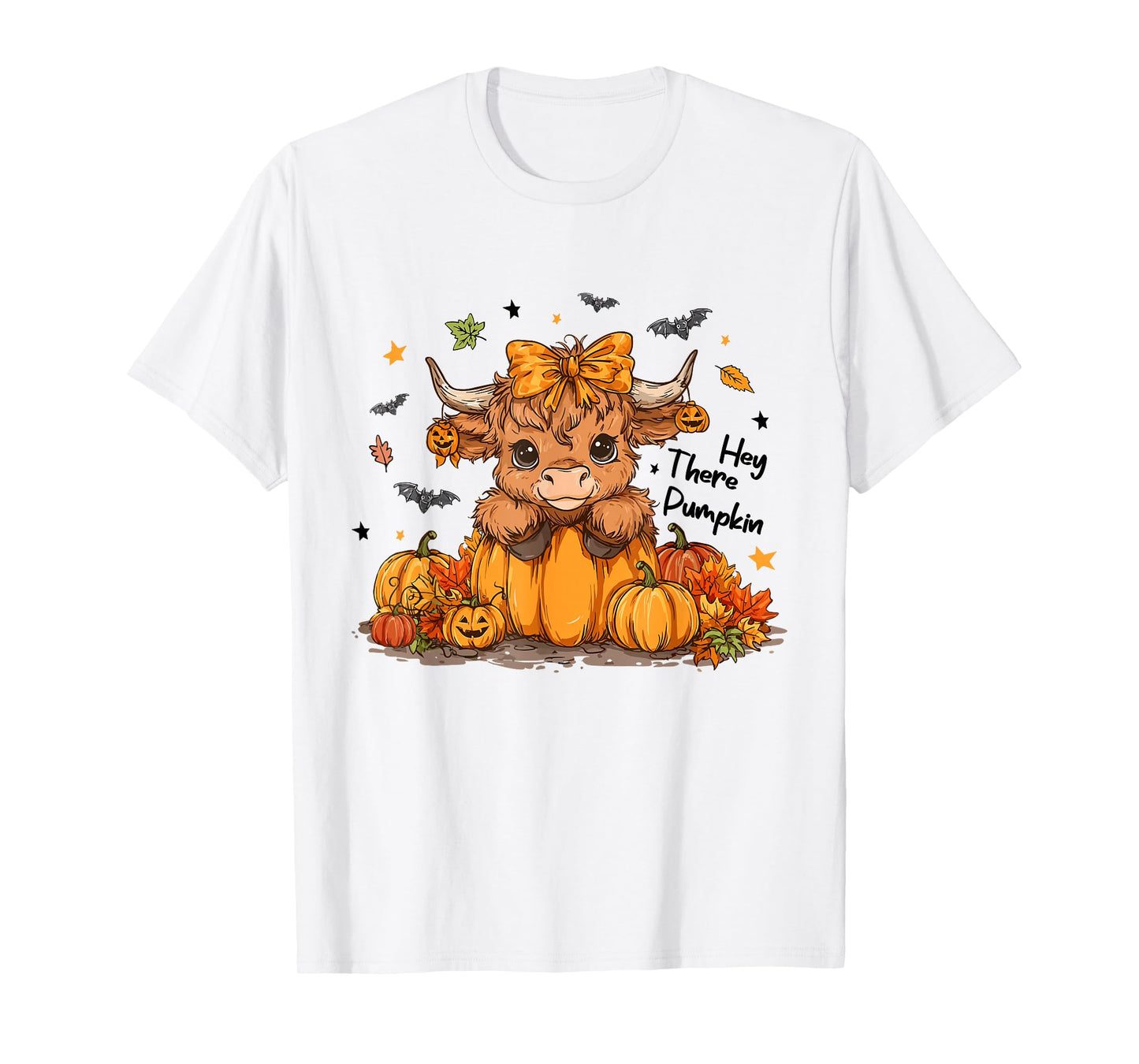 Hey There Pumpkin Halloween Highland Cow Lover Cow Farm T-Shirt