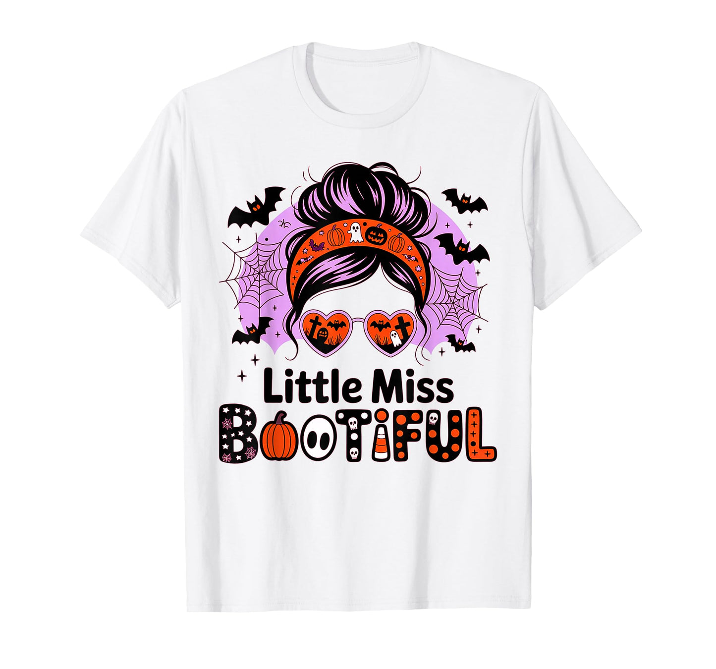 Little Miss Bootiful Messy Bun Halloween Costumes Girl Kid T-Shirt