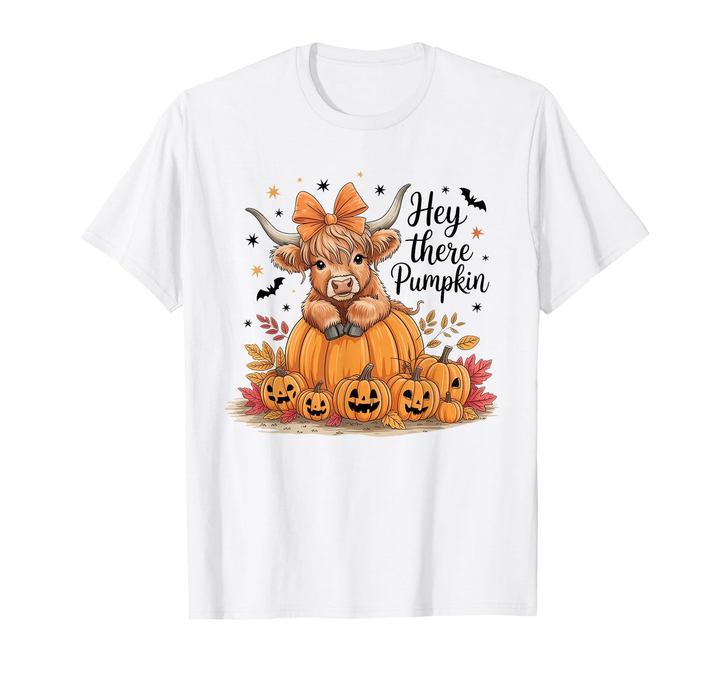 Hey There Pumpkin Halloween Highland Cow Lover Cow Farm T-Shirt