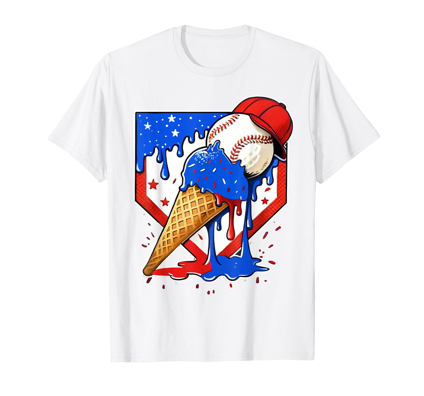Baseball Drip Boys Home Plate Ice Cream Respect The Drip T-Shirt
