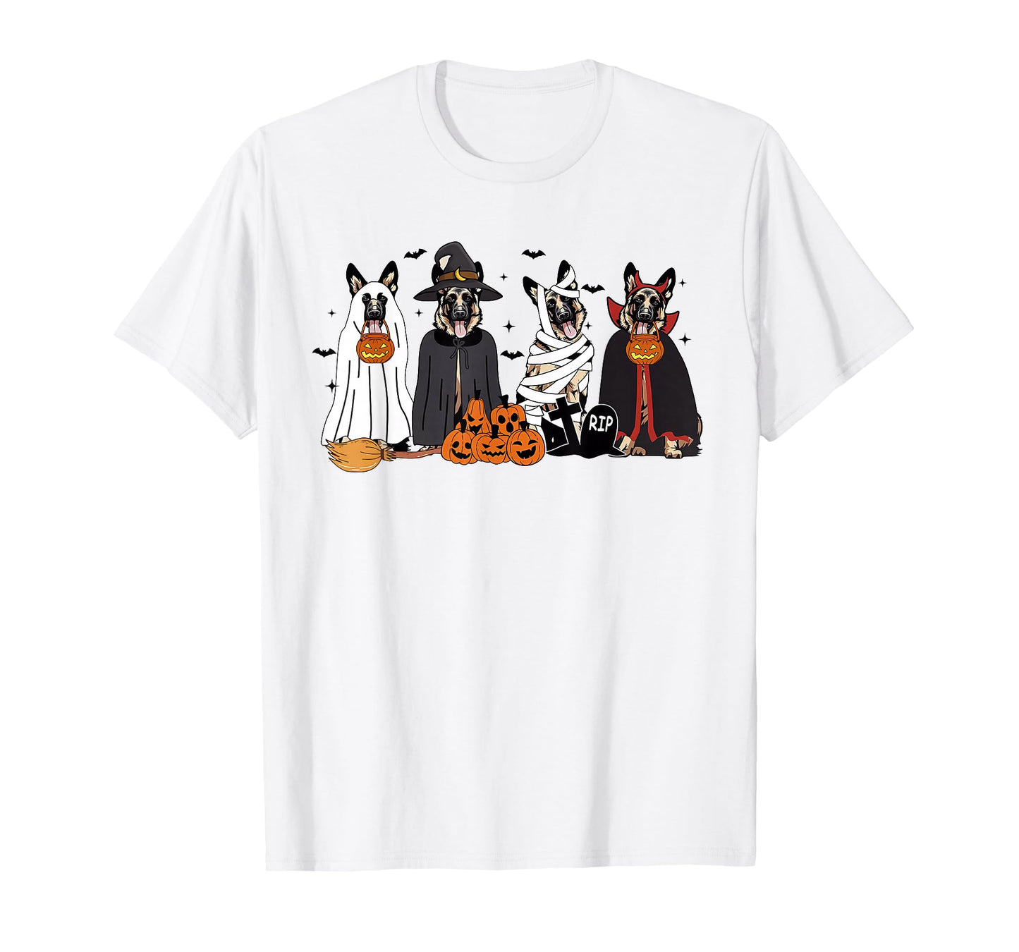 Funny German Shepherd Dogs Dressed As Ghost Spooky Halloween T-Shirt