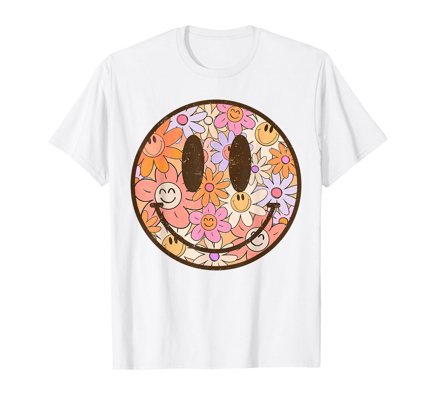 Retro Floral Smile Face Preppy Aesthetic Men Women Kids T-Shirt