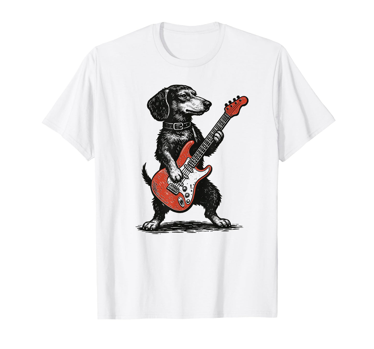 Cute Dachshund Playing Guitar Weenie Wiener Dog Funny T-Shirt