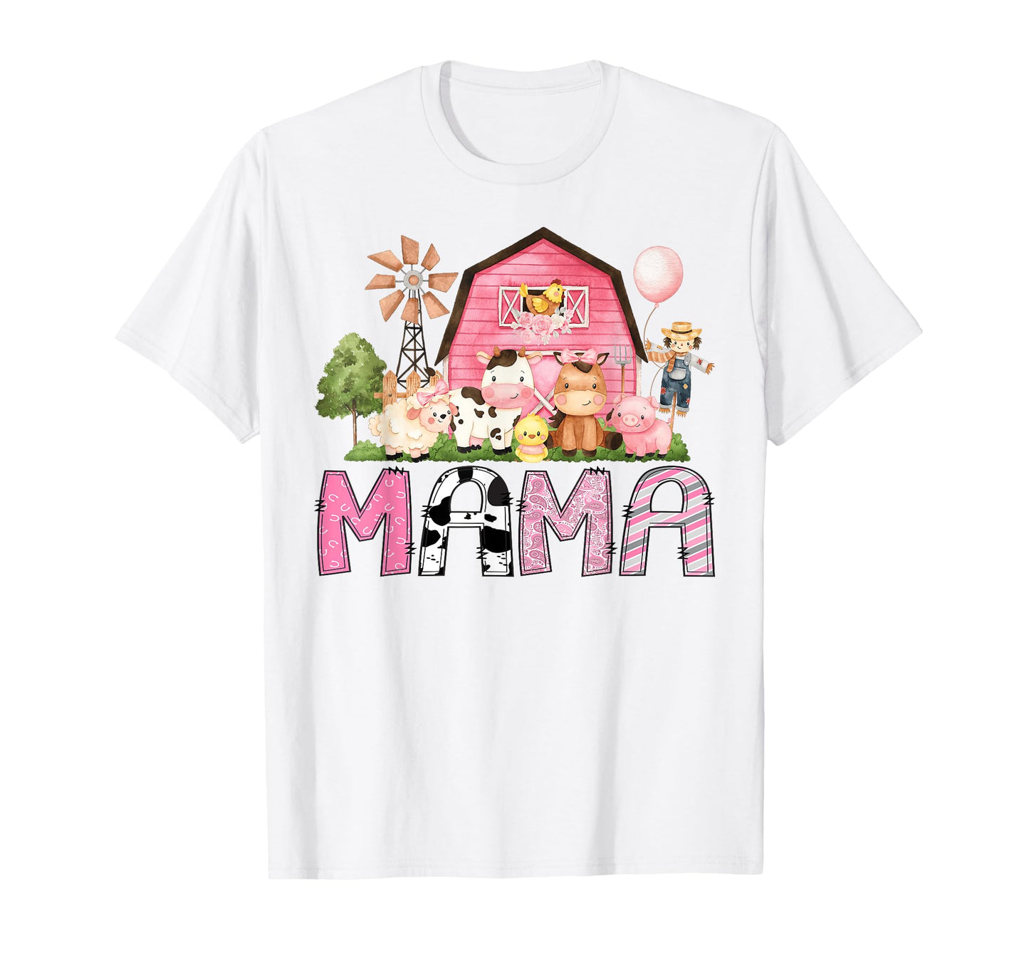 Mama Pink Farm Cow Lover Birthday Girl Matching T-Shirt