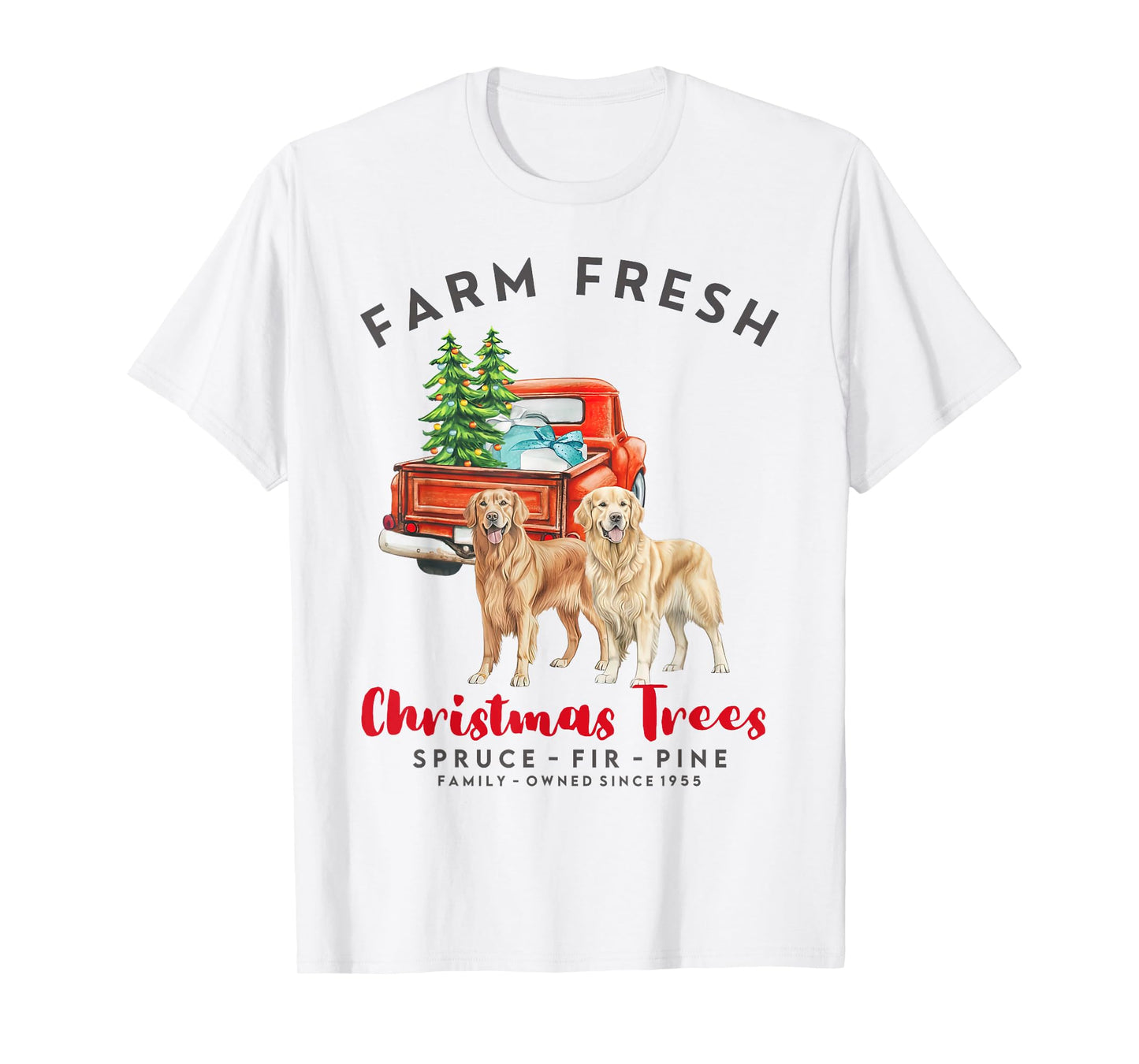 Golden Retriever Christmas Farm Fresh Christmas Trees T-Shirt