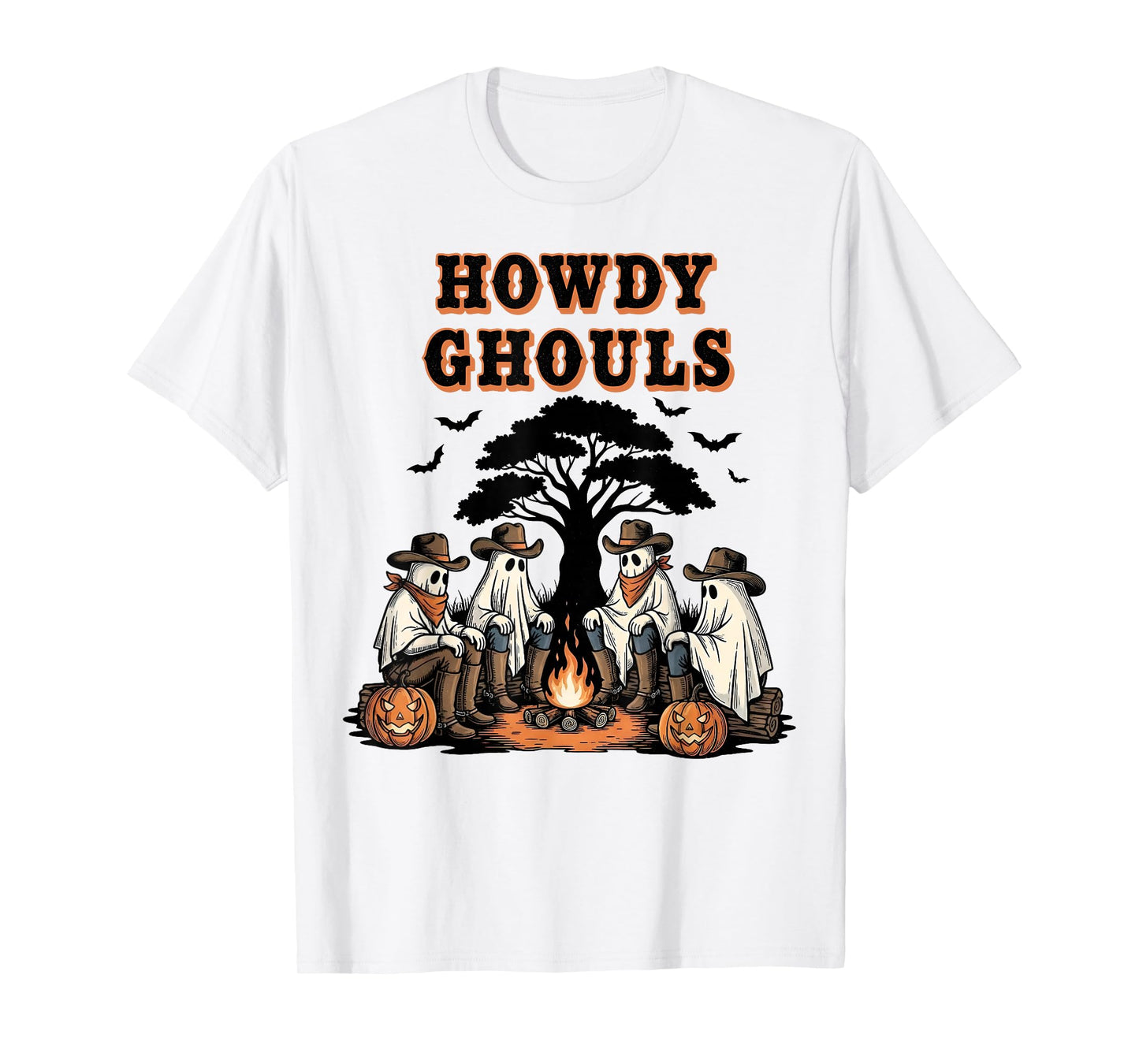 Retro Howdy Ghouls Cowboy Western Country Halloween Costume T-Shirt