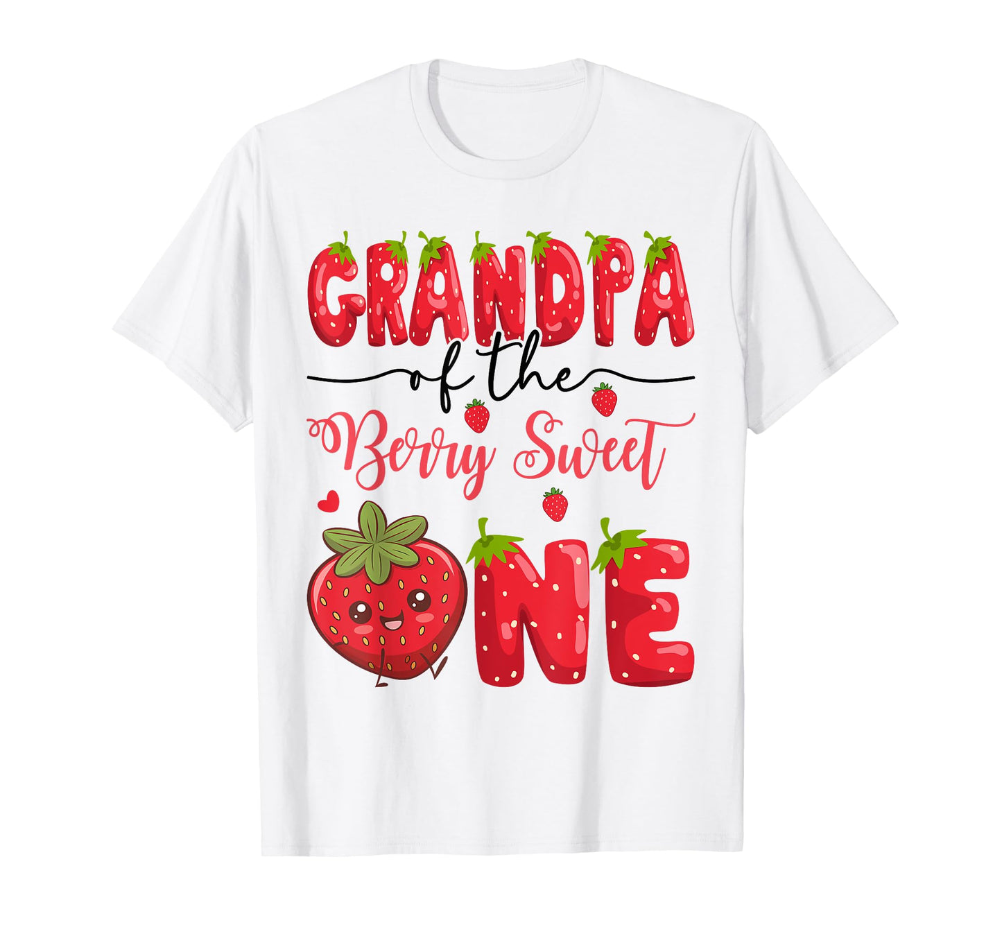 Grandpa Of The Berry Sweet One Strawberry First Birthday T-Shirt