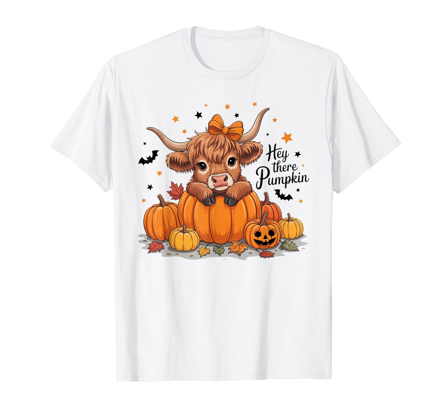 Hey There Pumpkin Halloween Highland Cow Lover Cow Farm T-Shirt