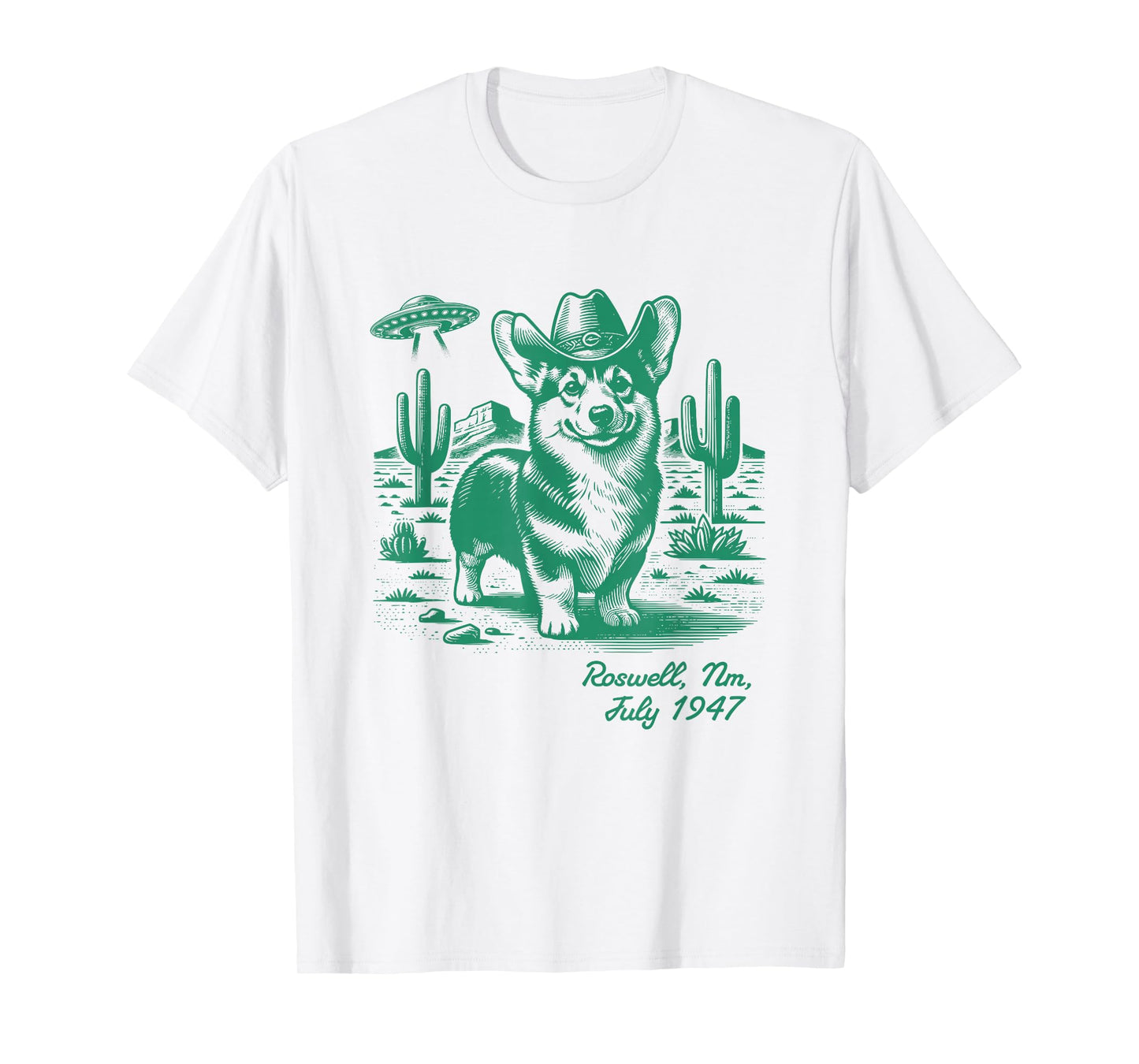 Corgi Cowboy Cowgirl UFO Retro Western Country Dog Mom T-Shirt