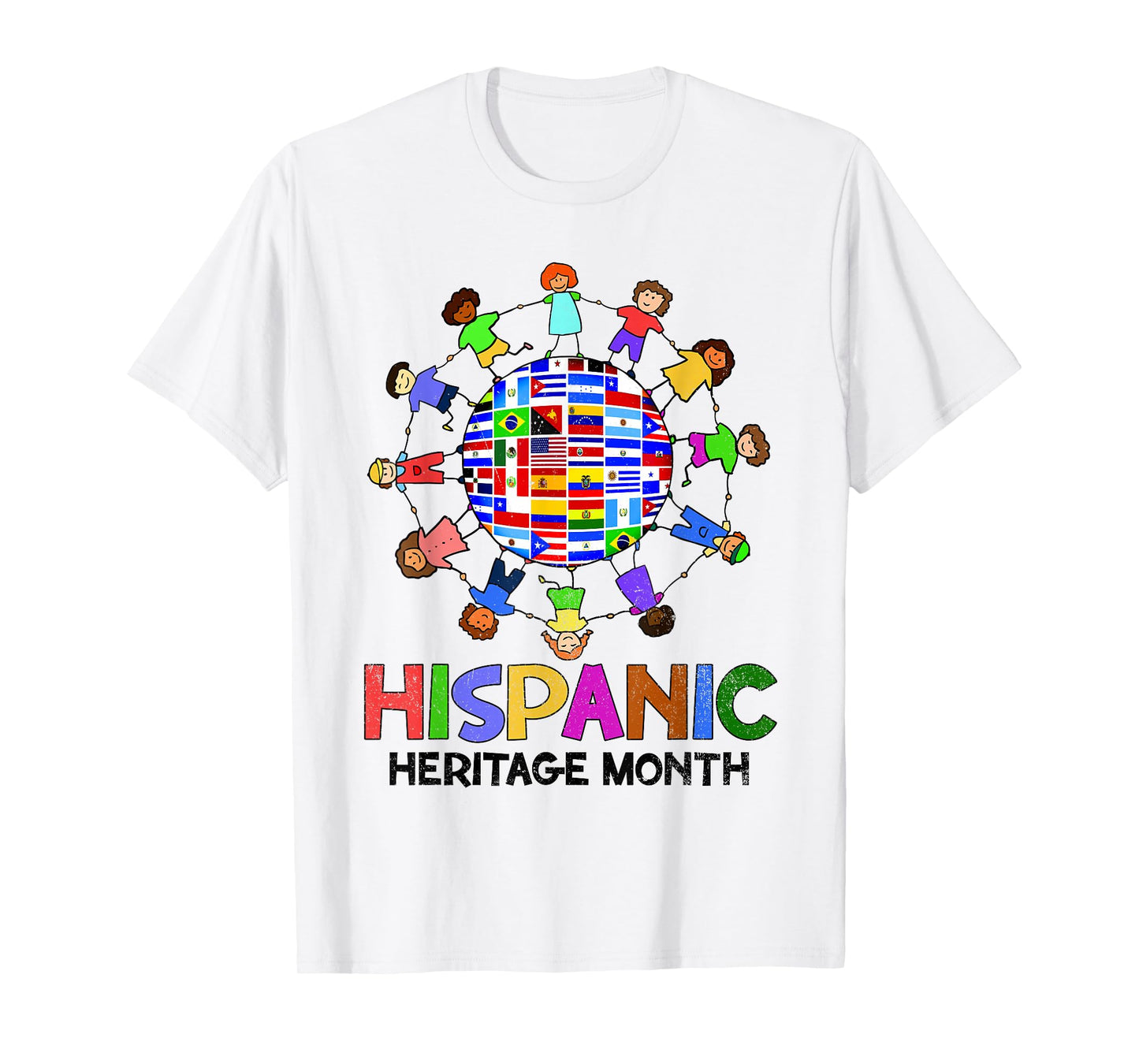 Hispanic Heritage Month Latino Countries Flags Boy Girl Kids T-Shirt