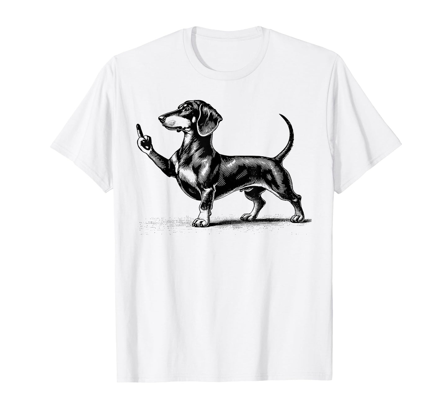 Black Dachshund with Middle Finger T-Shirt