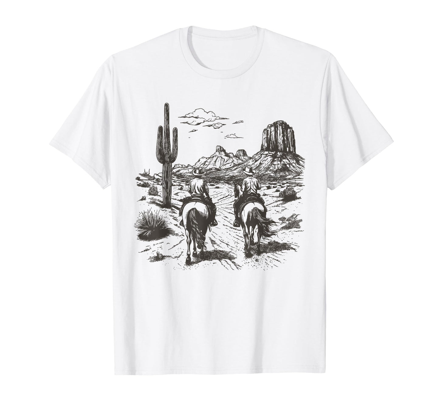 Vintage Cowboy Riding Horse Western Desert Mountain Country T-Shirt