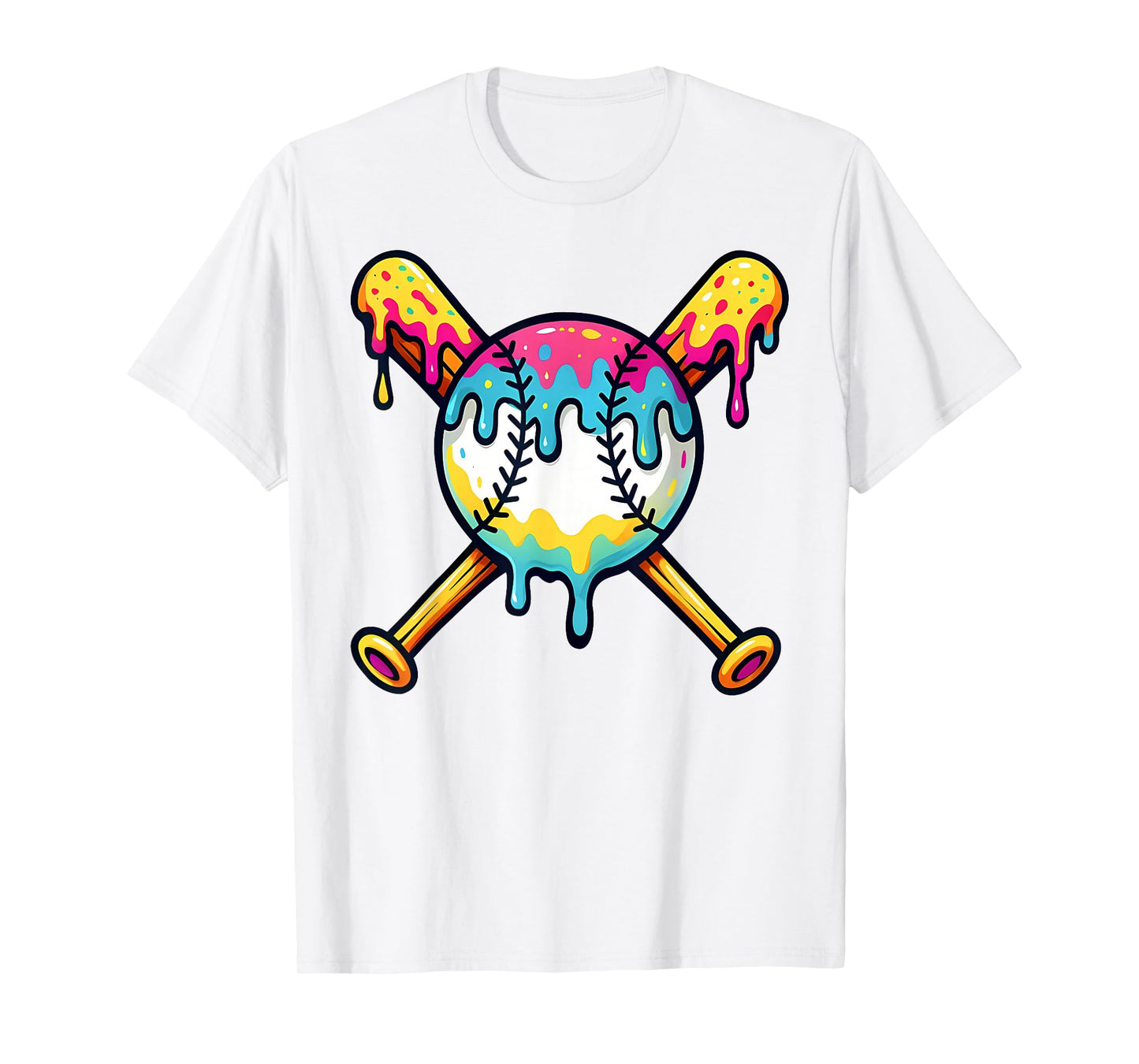 Baseball Drip for Boys Ice Cream Drip Youth Boys Baseball T-Shirt