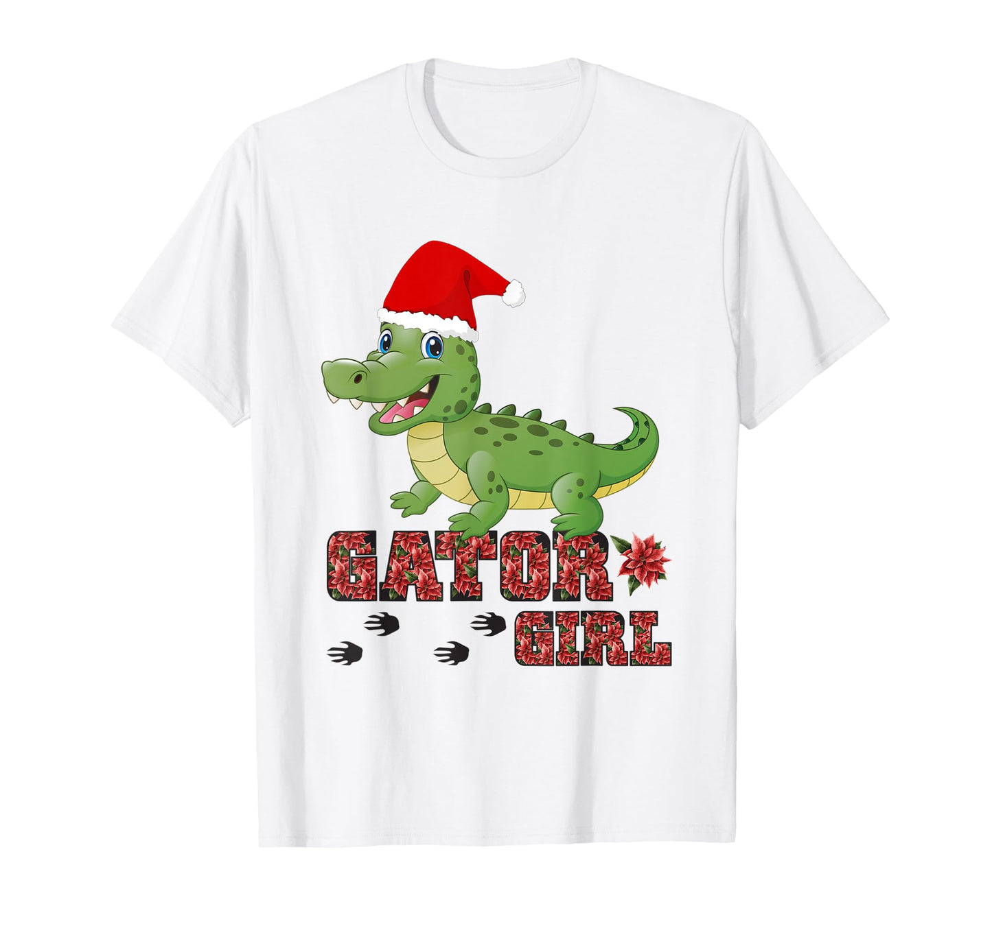 Christmas Gator Girl Santa Hat Florida Alligator Crocodile T-Shirt