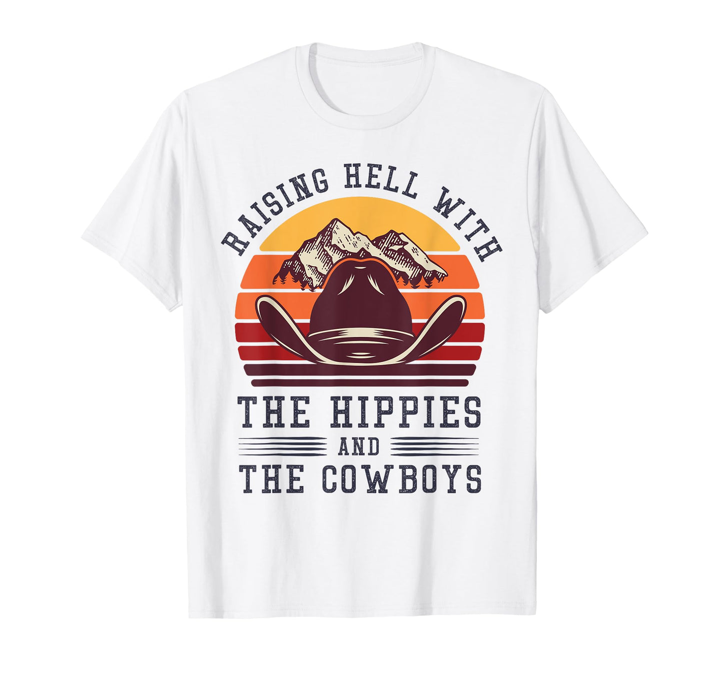 Hippies And Cowboys Cowgirls Retro 70s Western Country Rodeo T-Shirt