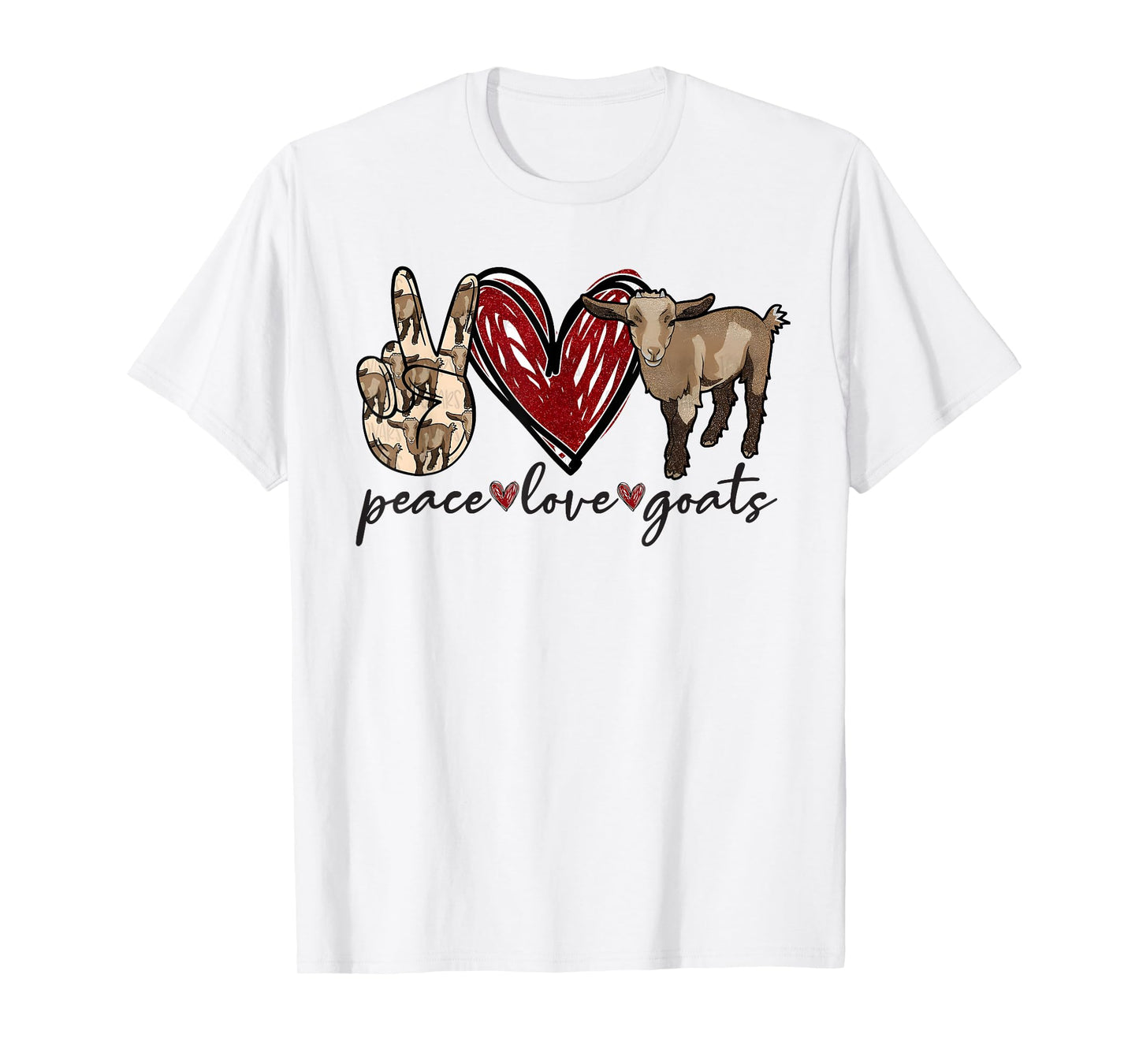 Peace Love Goats Farm Girl Goat Lover Funny T-Shirt