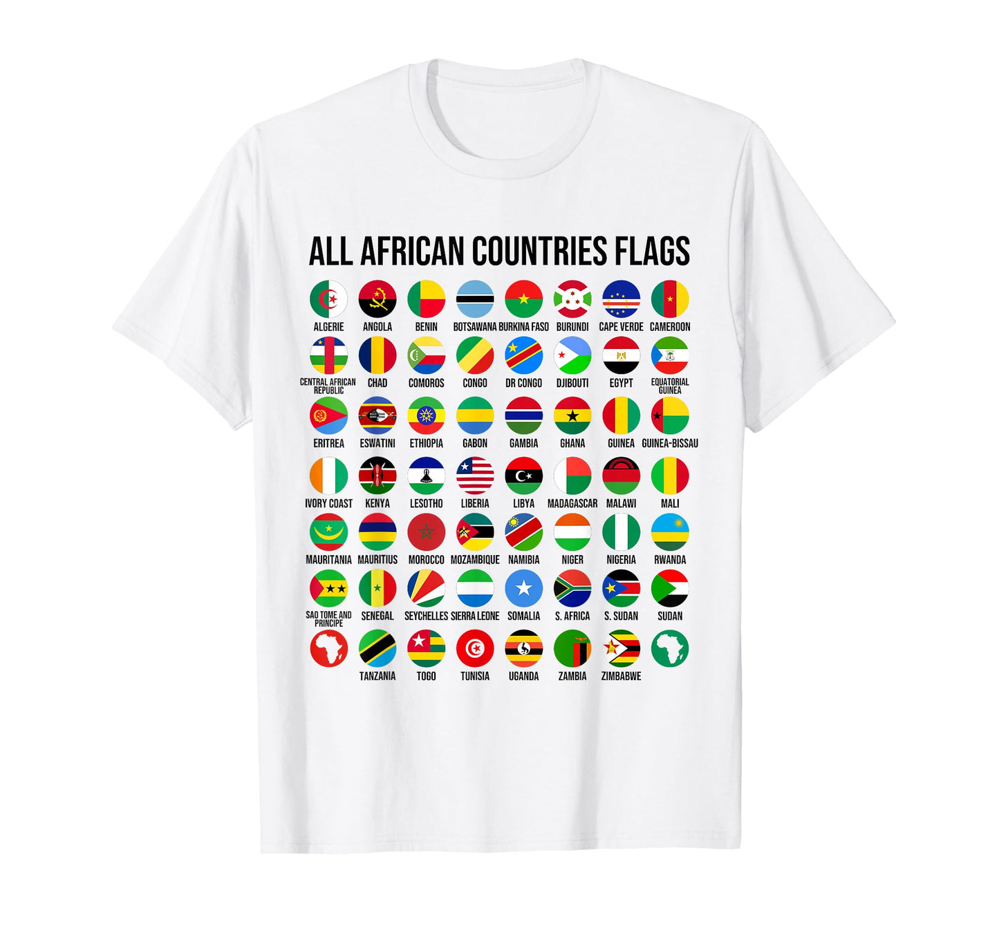 Flags of the Countries of Africa 54 Flag African Geography T-Shirt