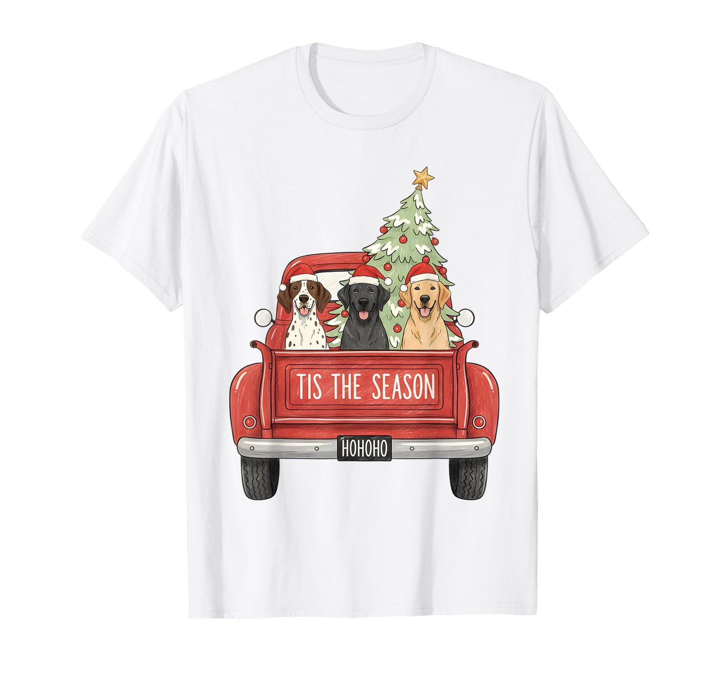 Tis The Season Hunting Dogs Car Truck Christmas Tree Holiday T-Shirt