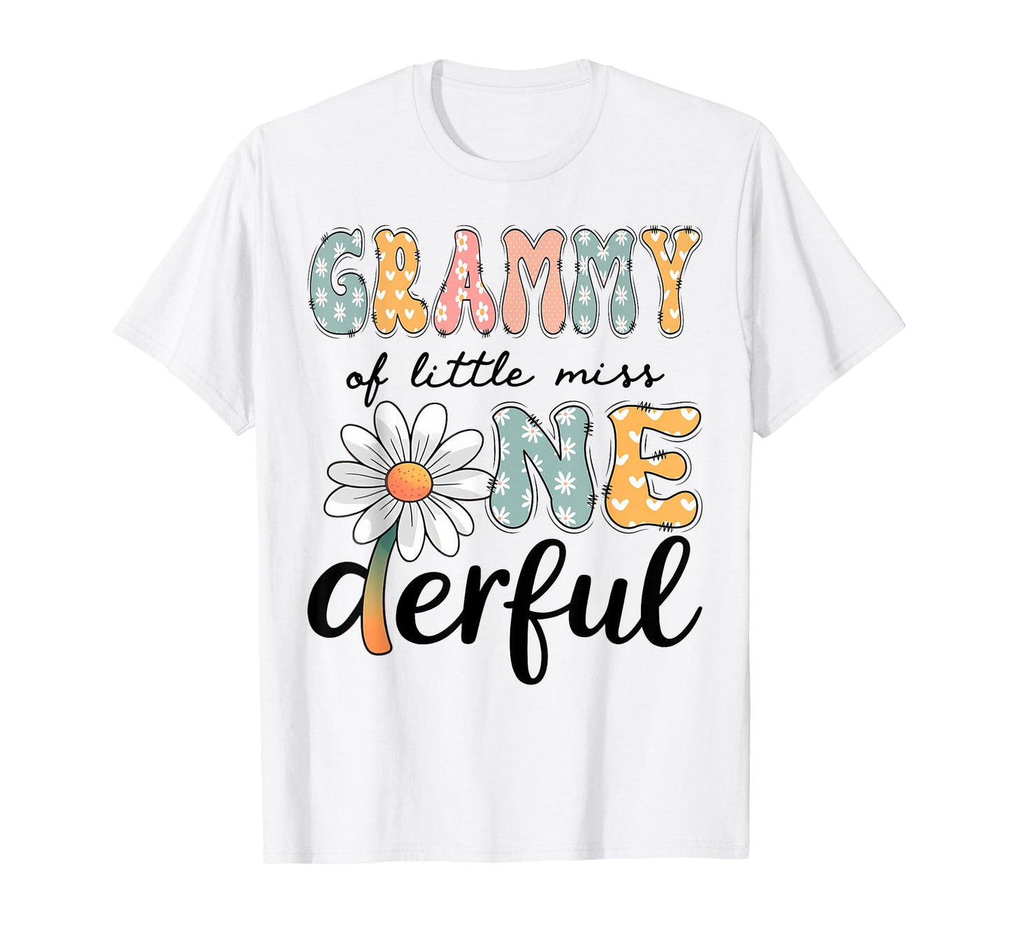 Grammy Of Little Miss Onederful 1St Birthday Daisy Lover T-Shirt