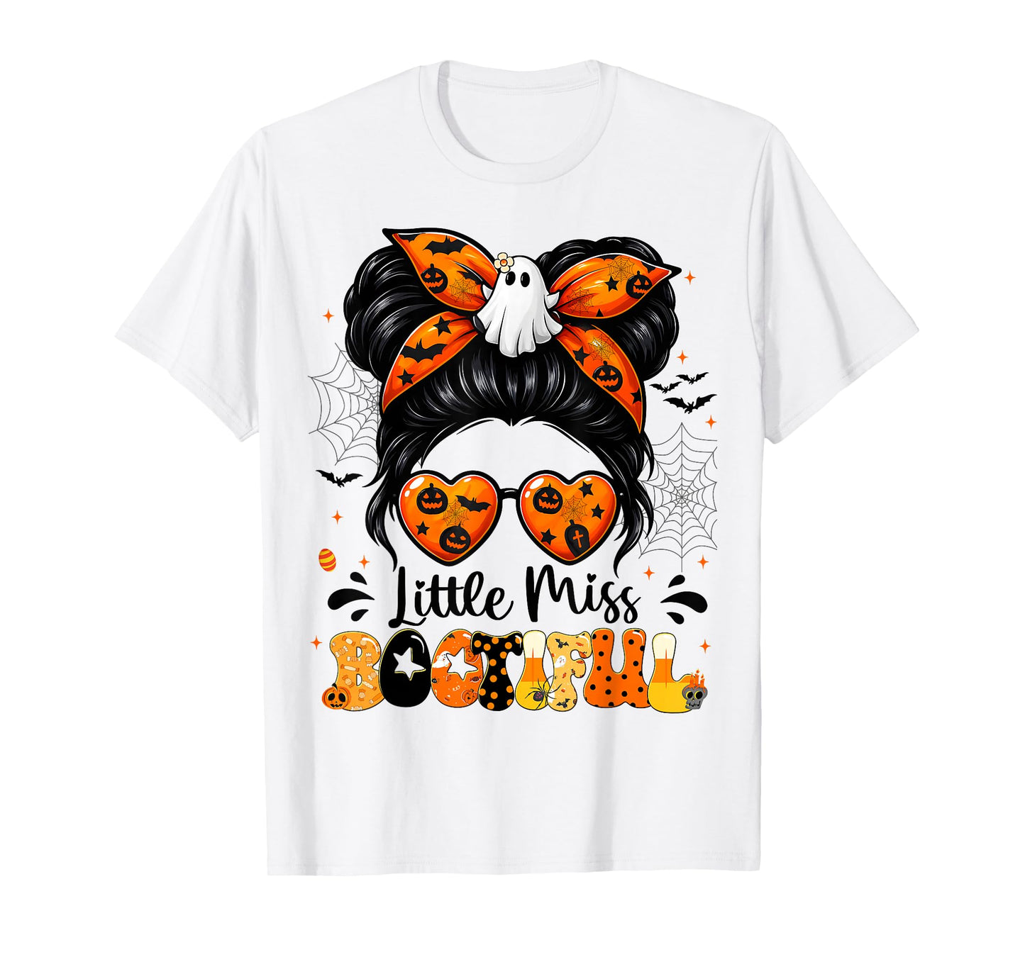 Little Miss Bootiful Messy Bun Halloween Costumes Girl Kid T-Shirt