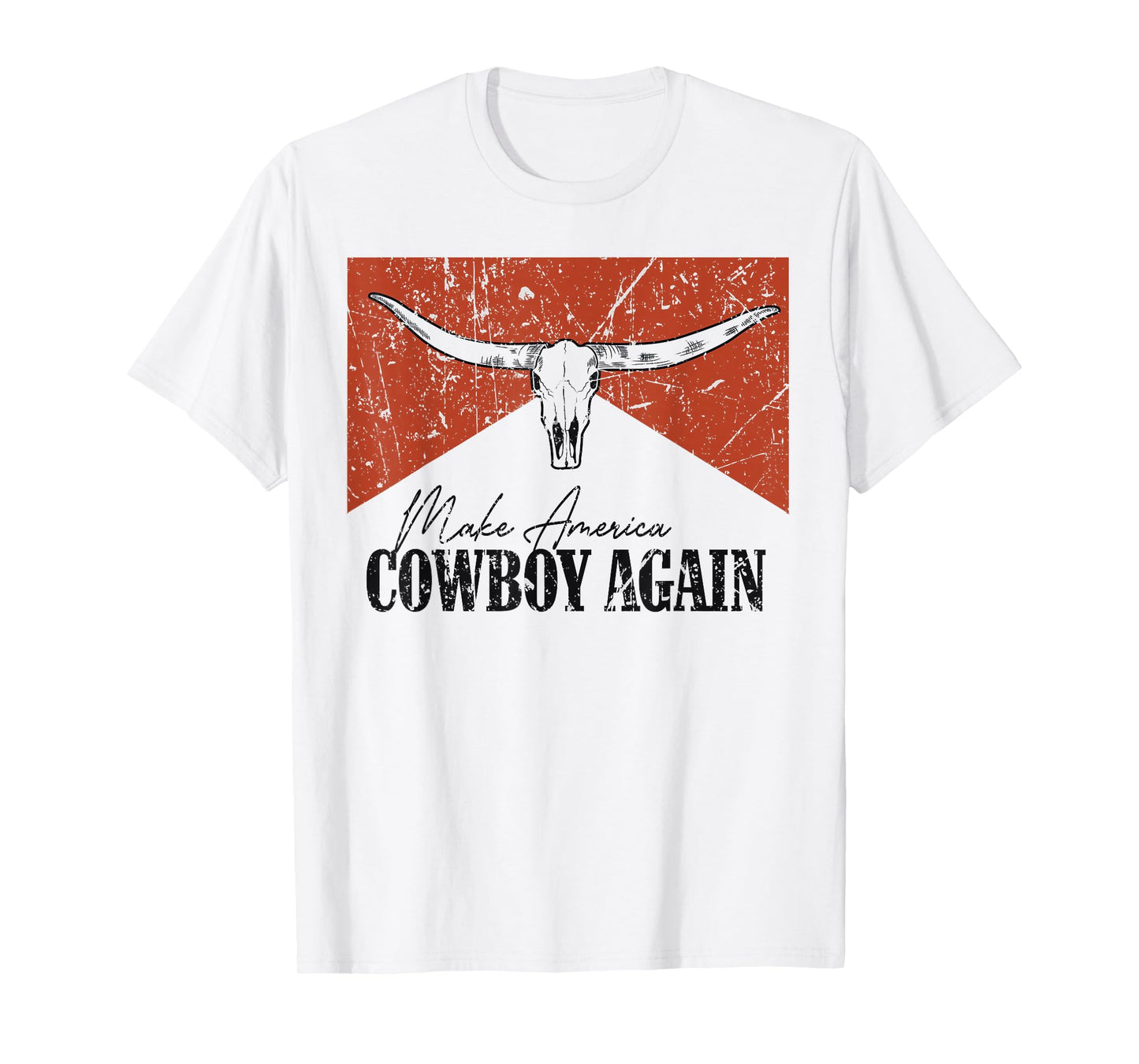 Vintage Bull Skull Makes America A Cowboy Again Country T-Shirt