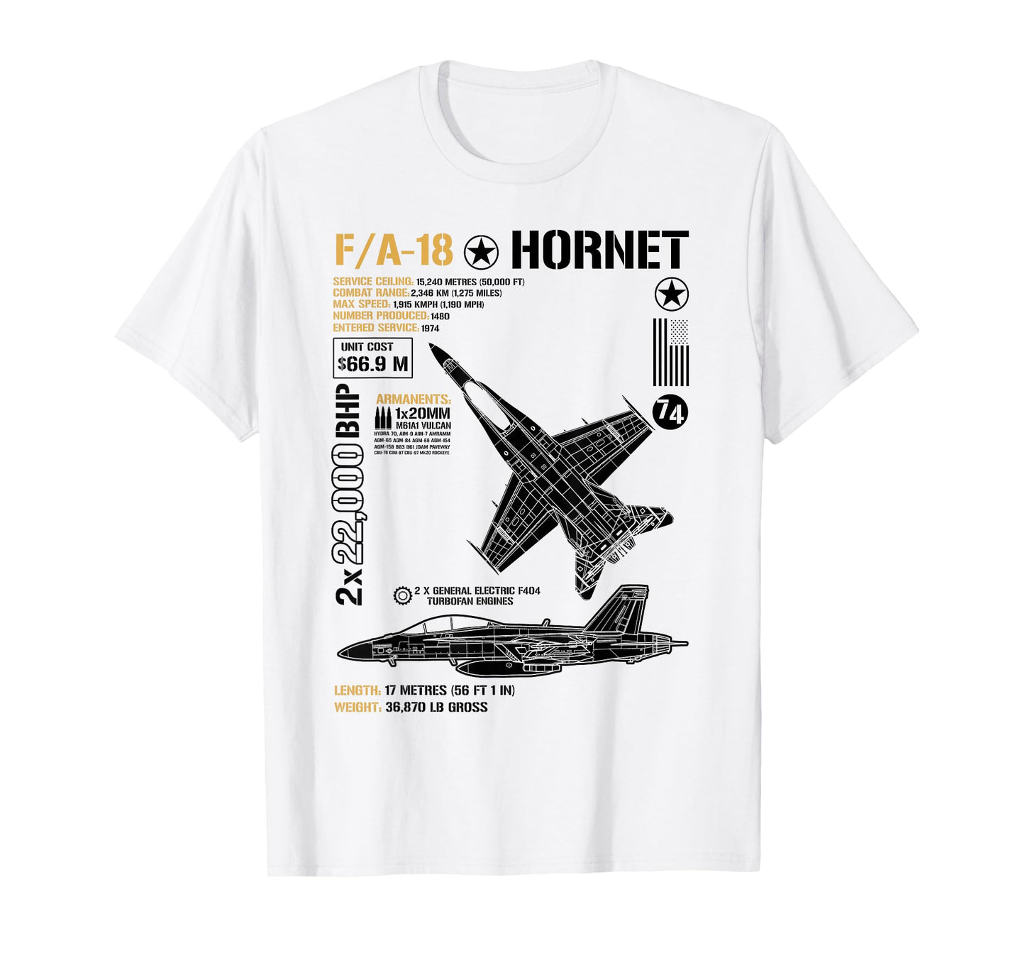 FA-18 Hornet Anatomy F-18 Fighter Jet Military Airplanes T-Shirt