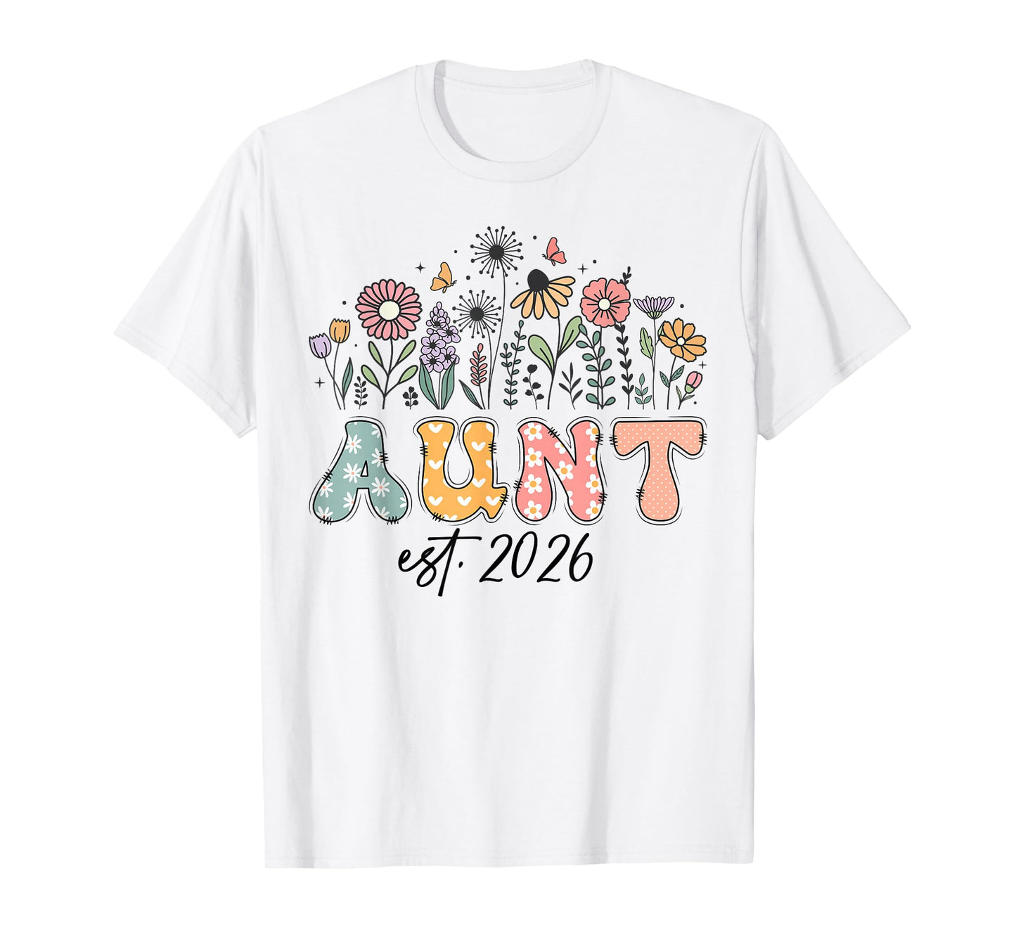 Promoted to Aunt Est. 2026 Wildflower Family Matching T-Shirt