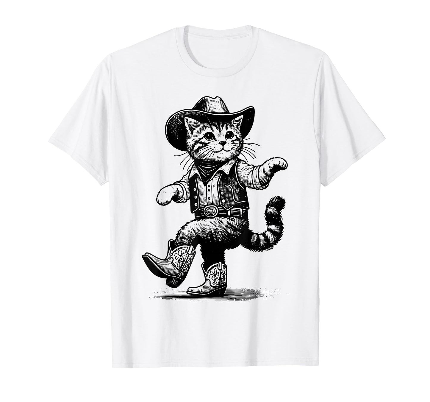 Cat With Cowboy Hat & Boots Cowgirl Western Country T-Shirt