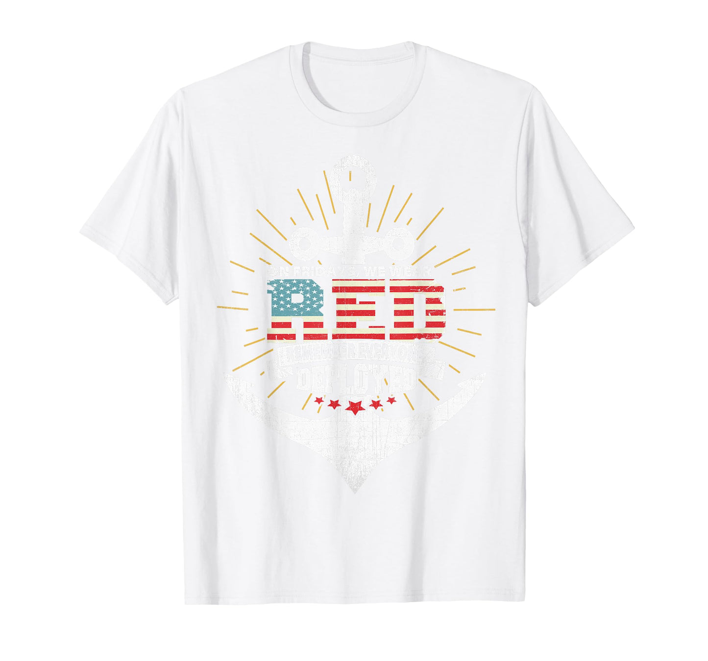 On Fridays We Wear Red Friday Navy Gift Distressed T-Shirt